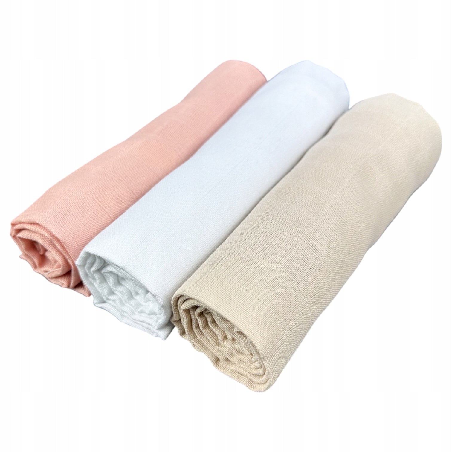 Pieluszki muślinowe, 3 szt., 70x70 cm, Biały Różwy Beżowy | Plumeri