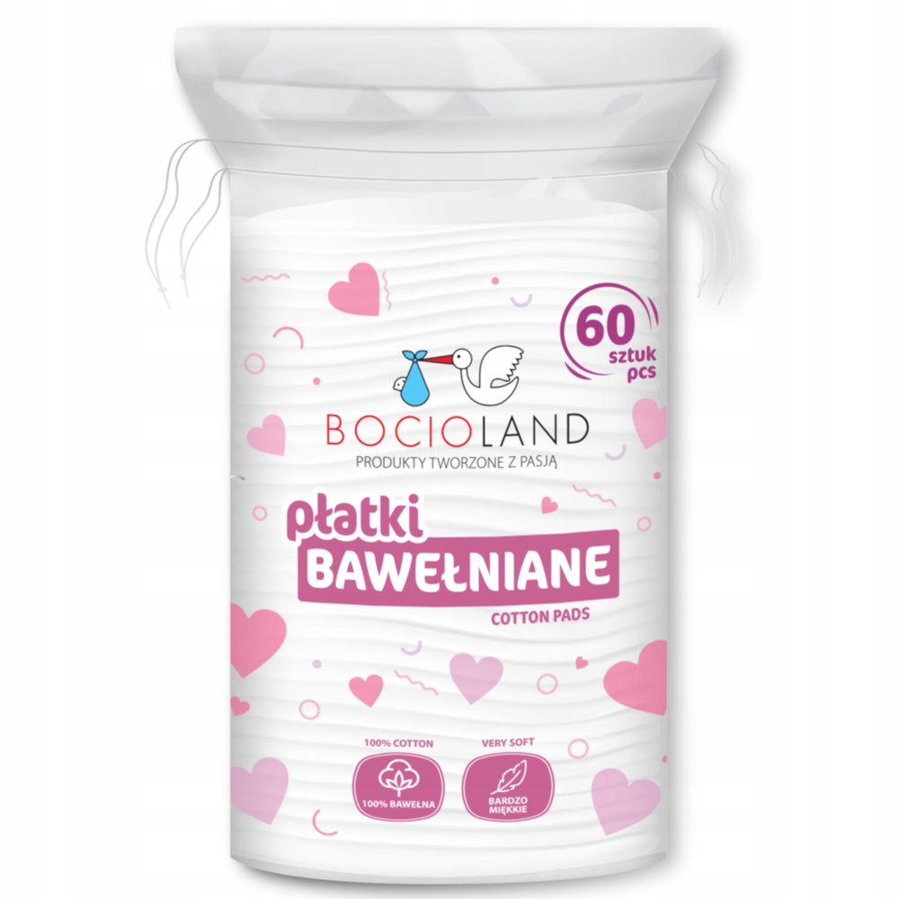 Bocioland płatki kosmetyczne waciki bawełniane dla niemowląt 6 x 60 sztuk