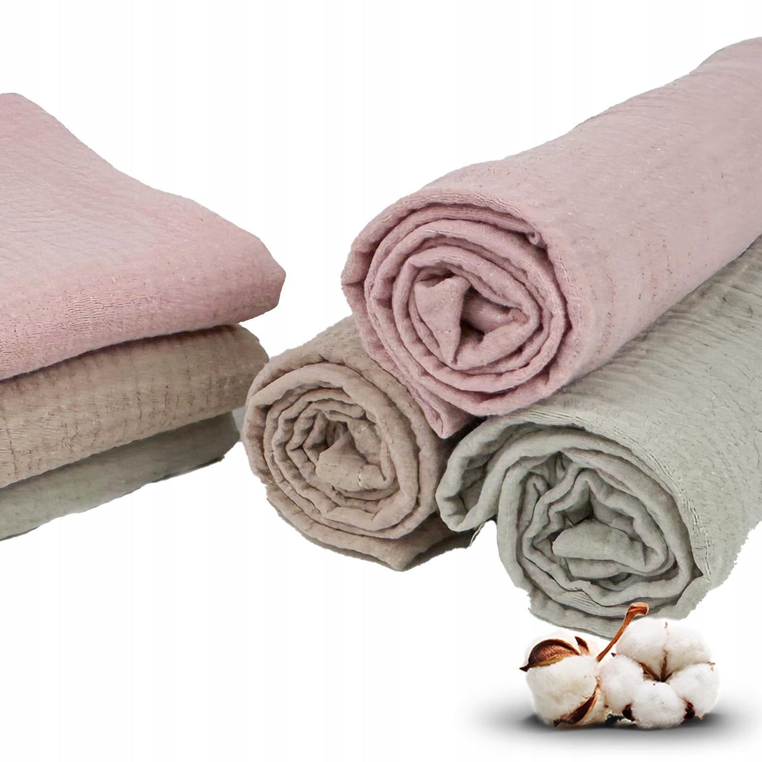 Pieluszki muślinowe, 3 szt., 70x70 cm, Róż / Capp / Ziemisty | Plumeri