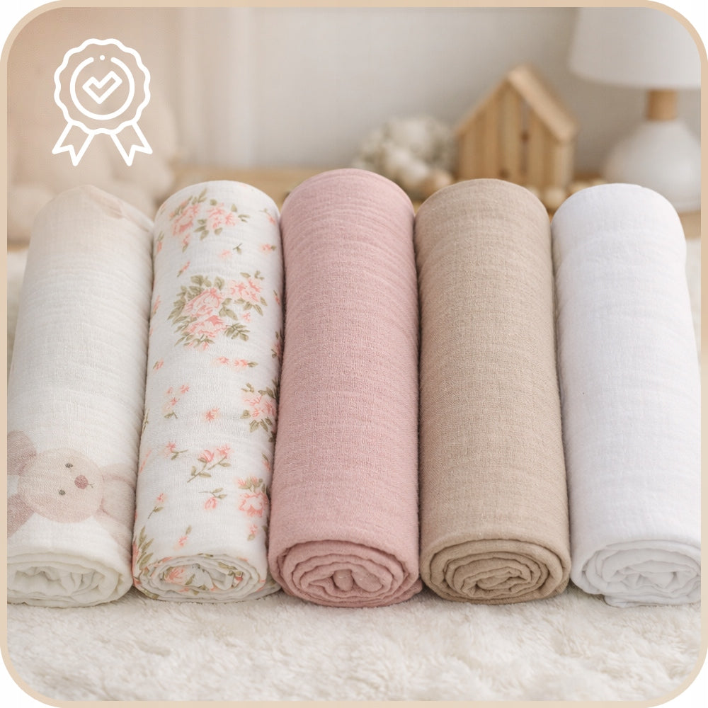 Plumeri Pieluszki muślinowe zestaw kolorów 5 szt. 70x70 cm