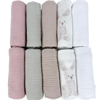 Plumeri Pieluszki muślinowe zestaw kolorów 10 szt. 50x30 cm