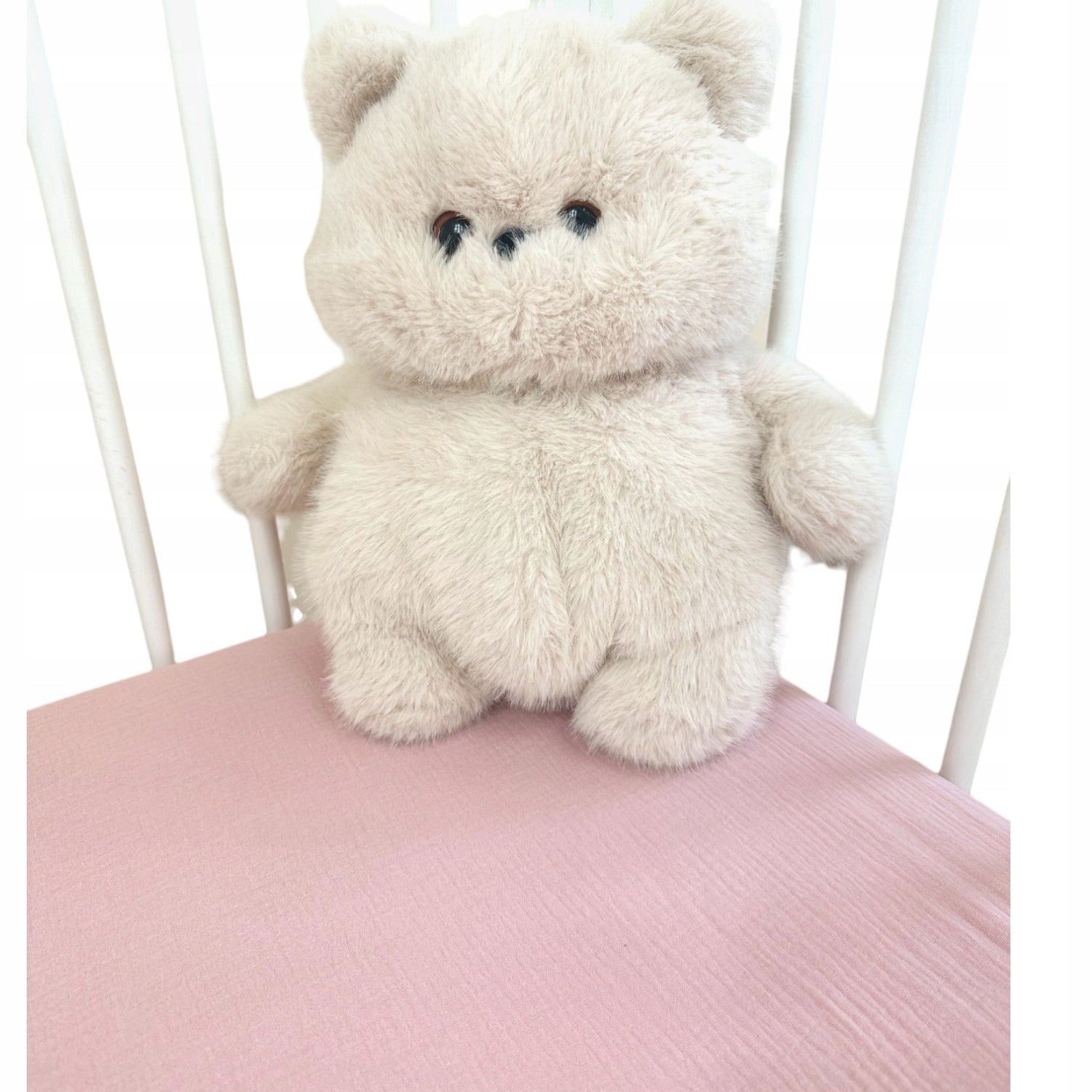 Prześcieradło do łóżeczka 60x120, muślinowe, różowe | Plumeri