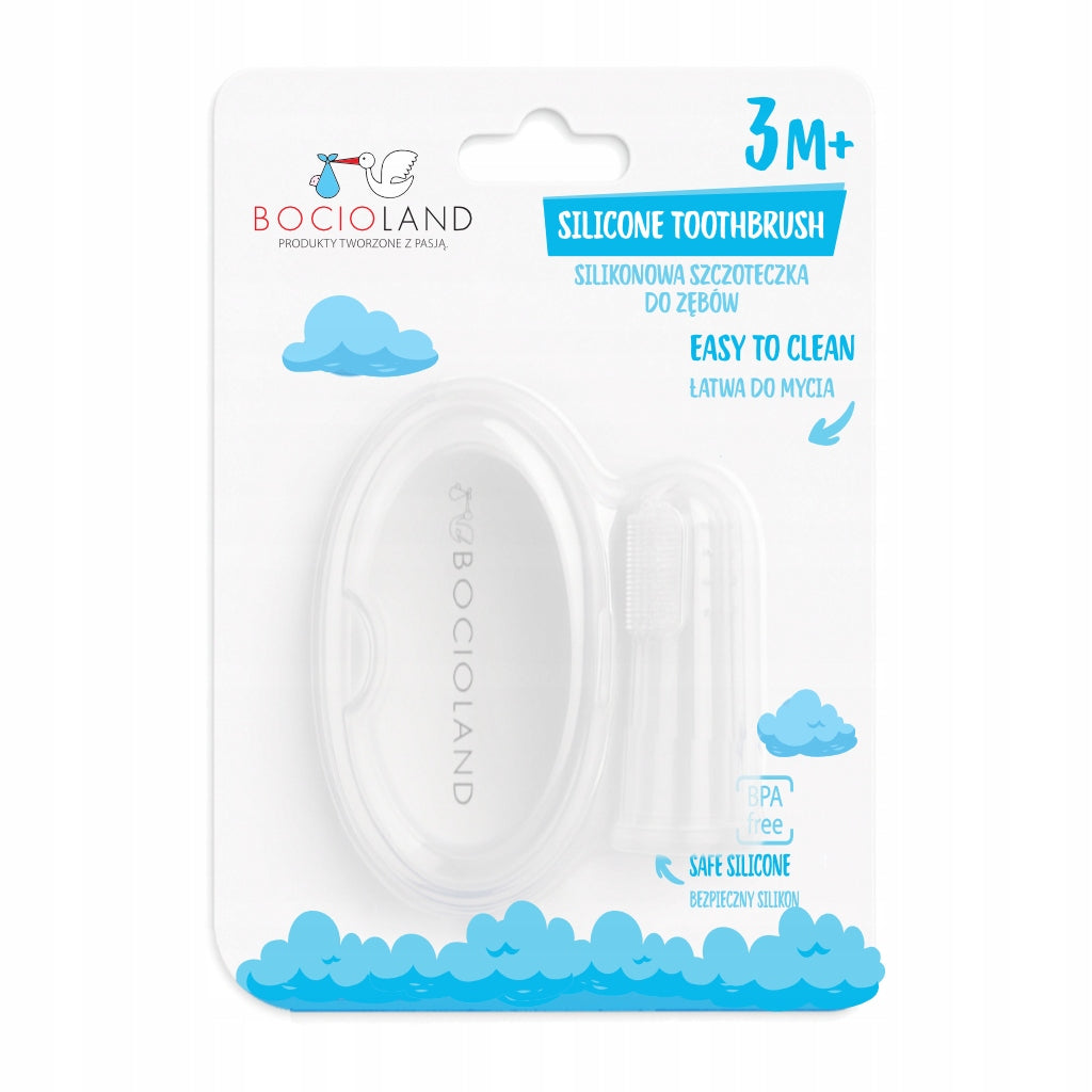 Bocioland Silikonowa szczoteczka na palec do mycia zębów i dziąseł 3m+