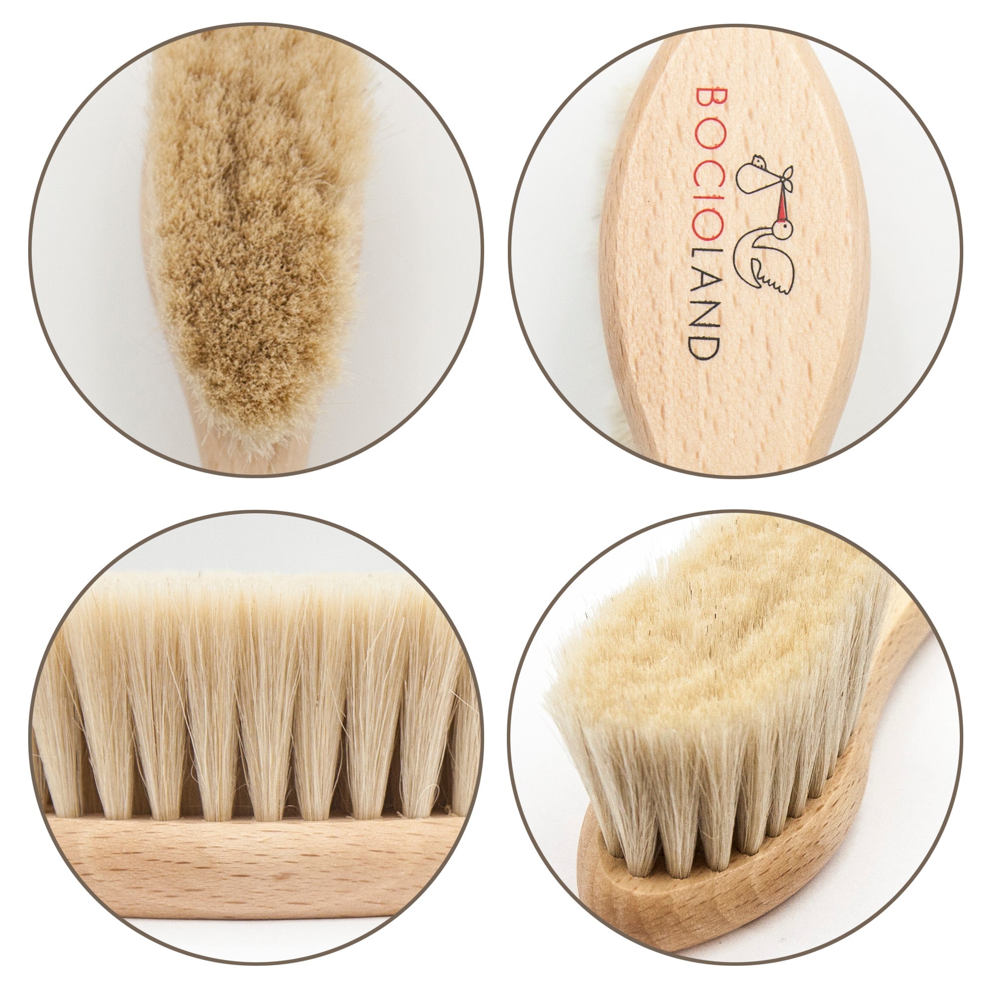 Bocioland szczotka do włosów drewniana kozie włosie elipsa