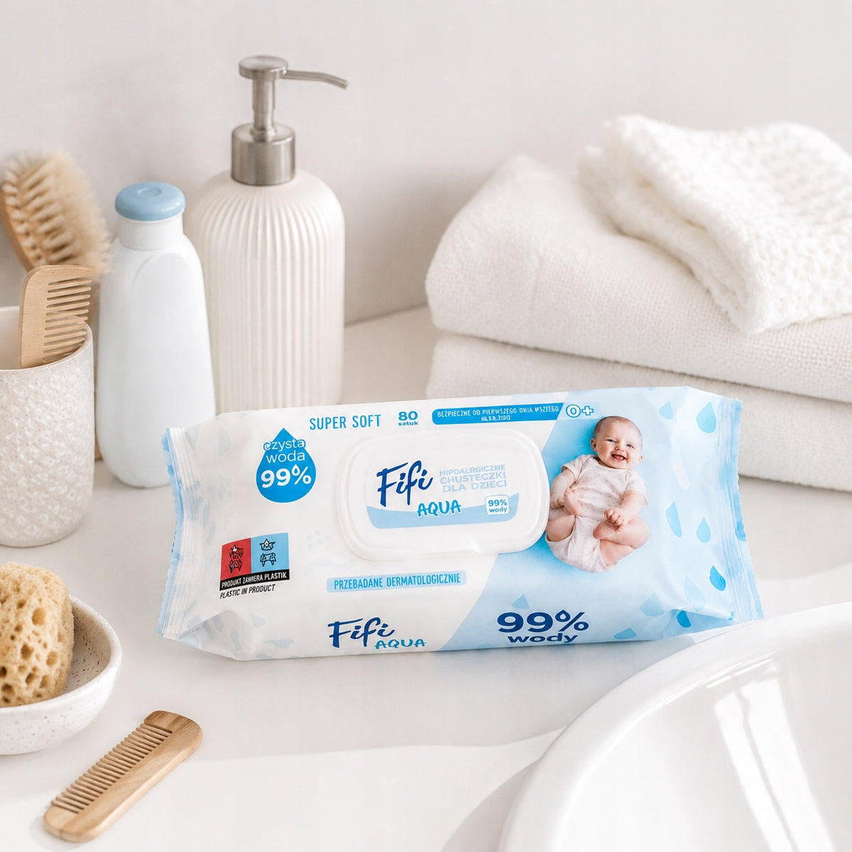 Chusteczki nawilżane Opharm FiFi Aqua, 18 × 80 szt.