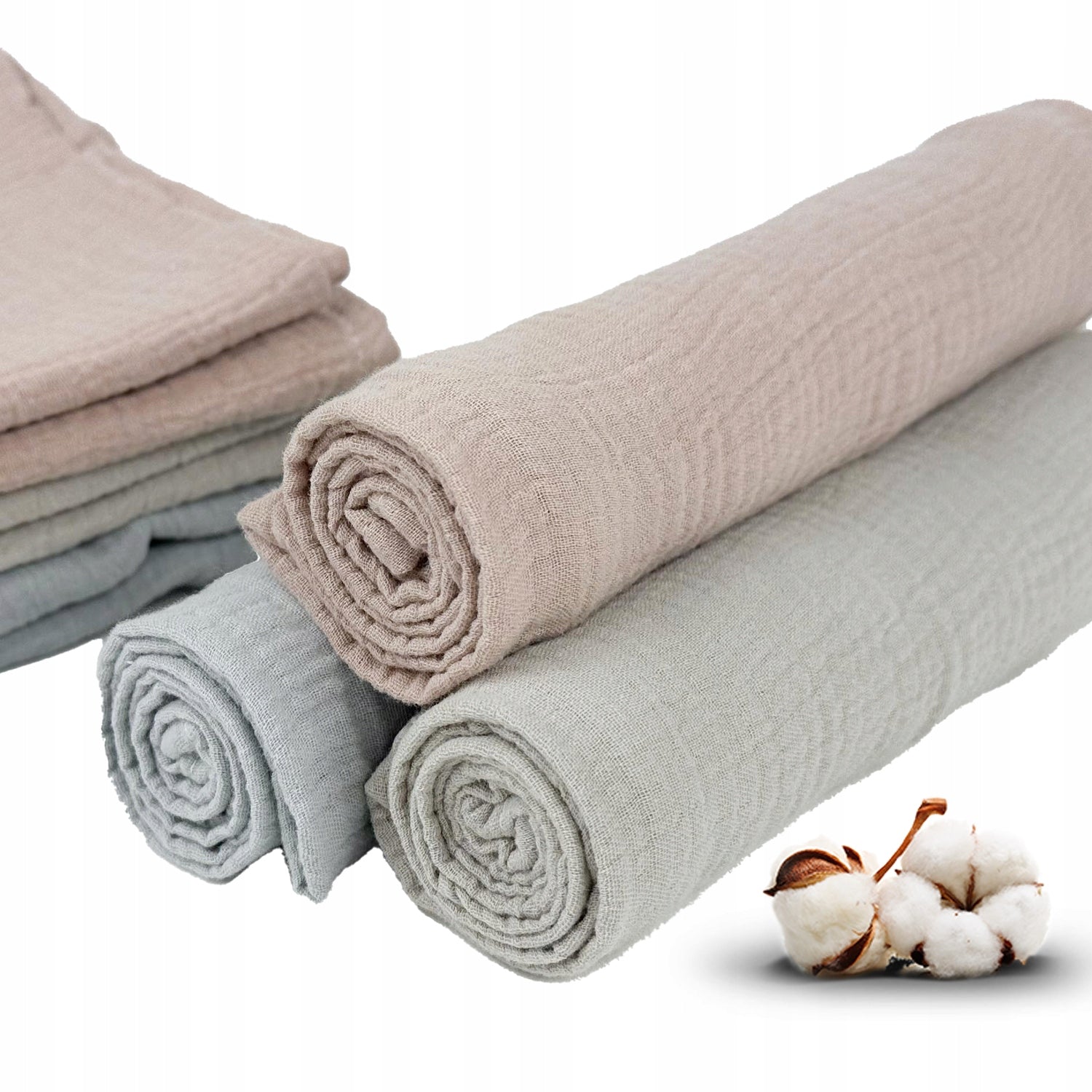 Pieluszki muślinowe, 3 szt., 70x70 cm, Szary / Ziemisty / Cappuccino | Plumeri