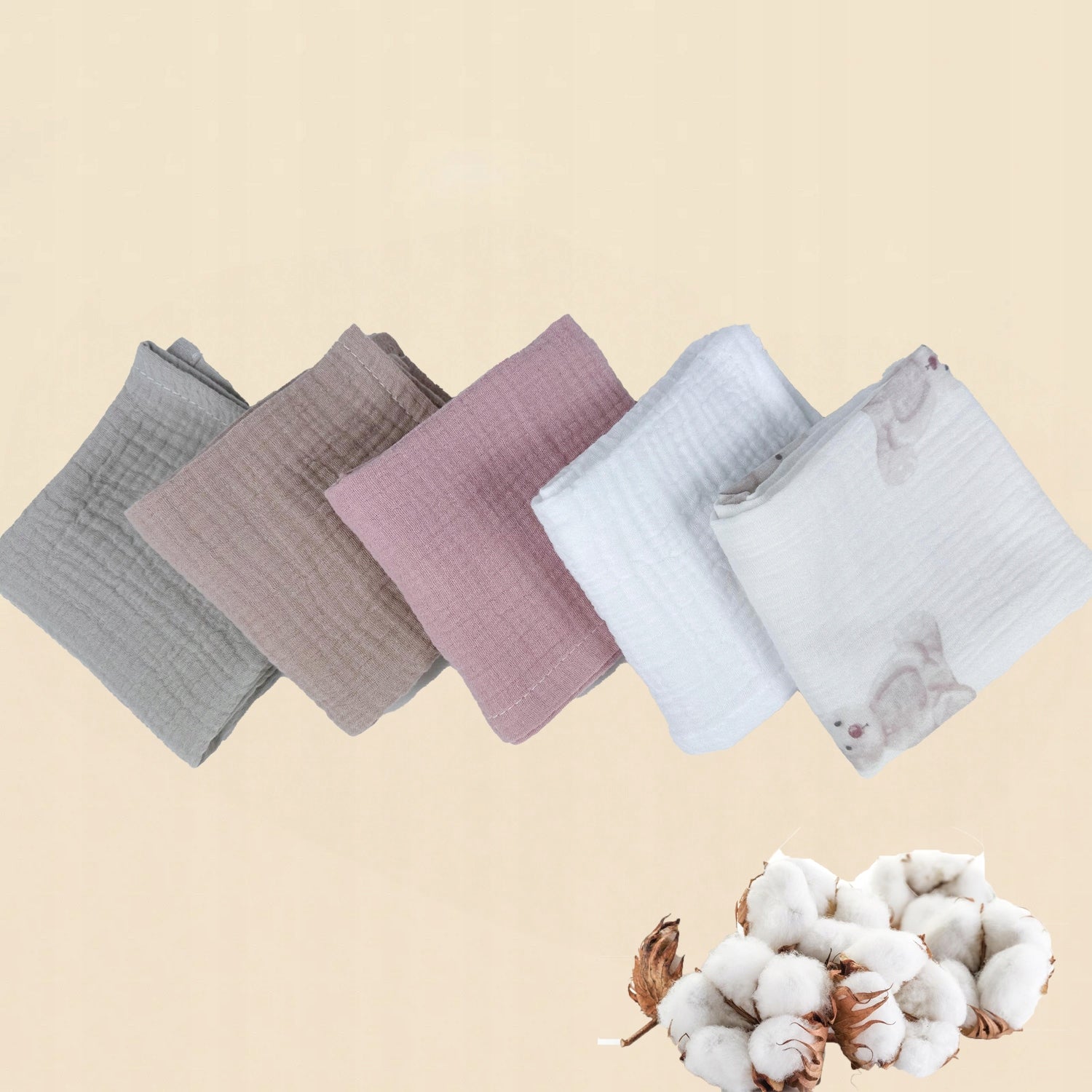 Plumeri Pieluszki muślinowe zestaw kolorów 10 szt. 50x30 cm