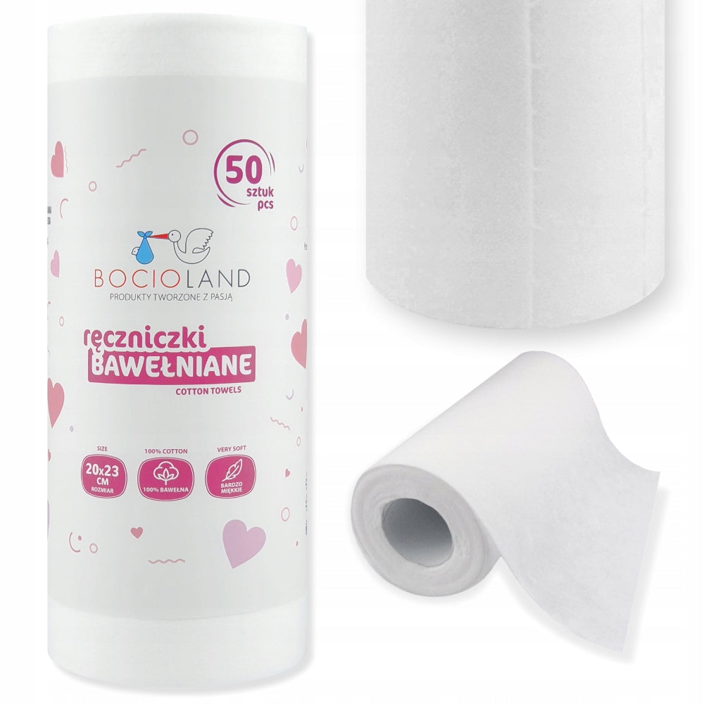 Bocioland Ręczniczki Bawełna Jednorazowe dla Niemowląt 20x23 cm 5x50 szt | Bocioland