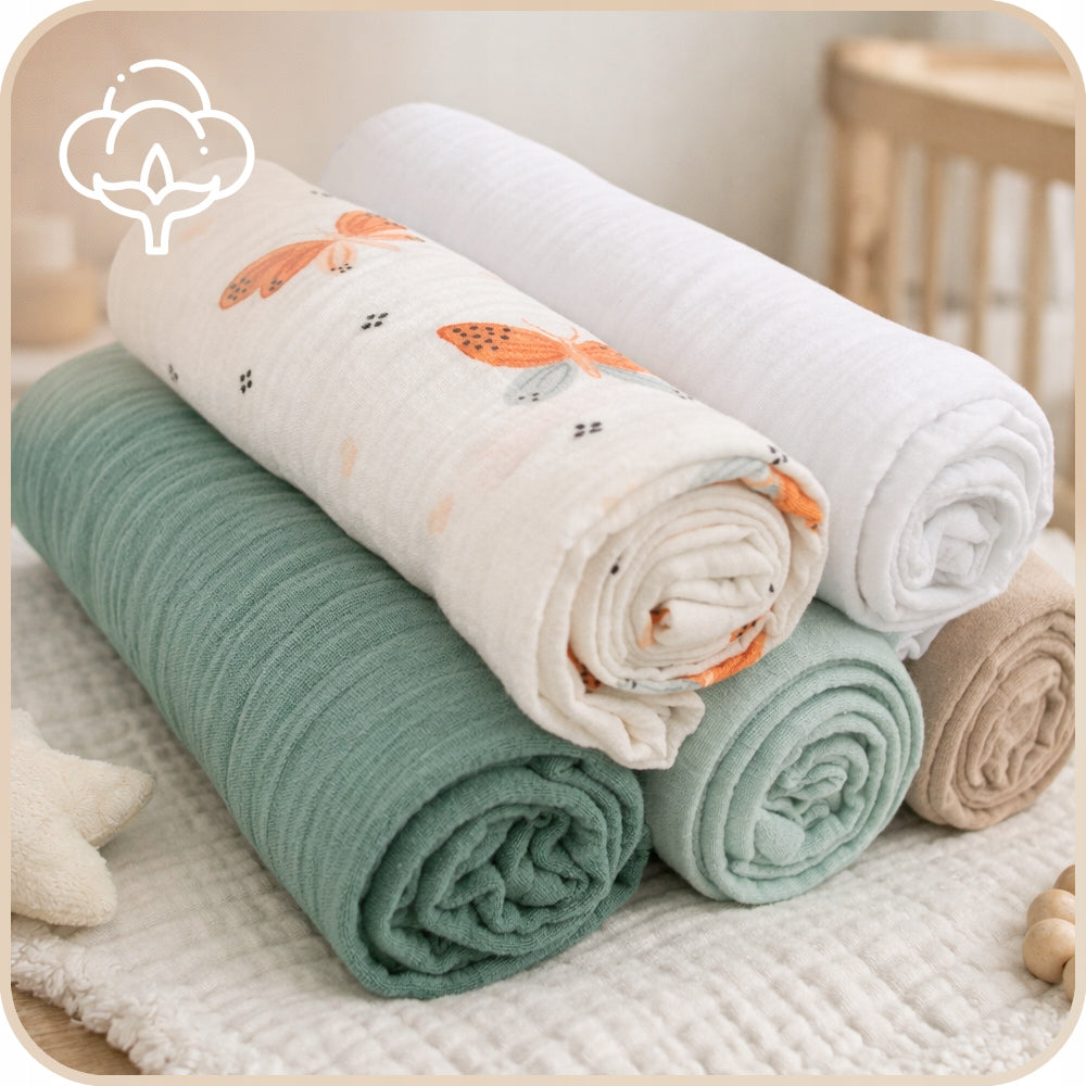 Plumeri Pieluszki muślinowe zestaw kolorów 5 szt. 70x70 cm