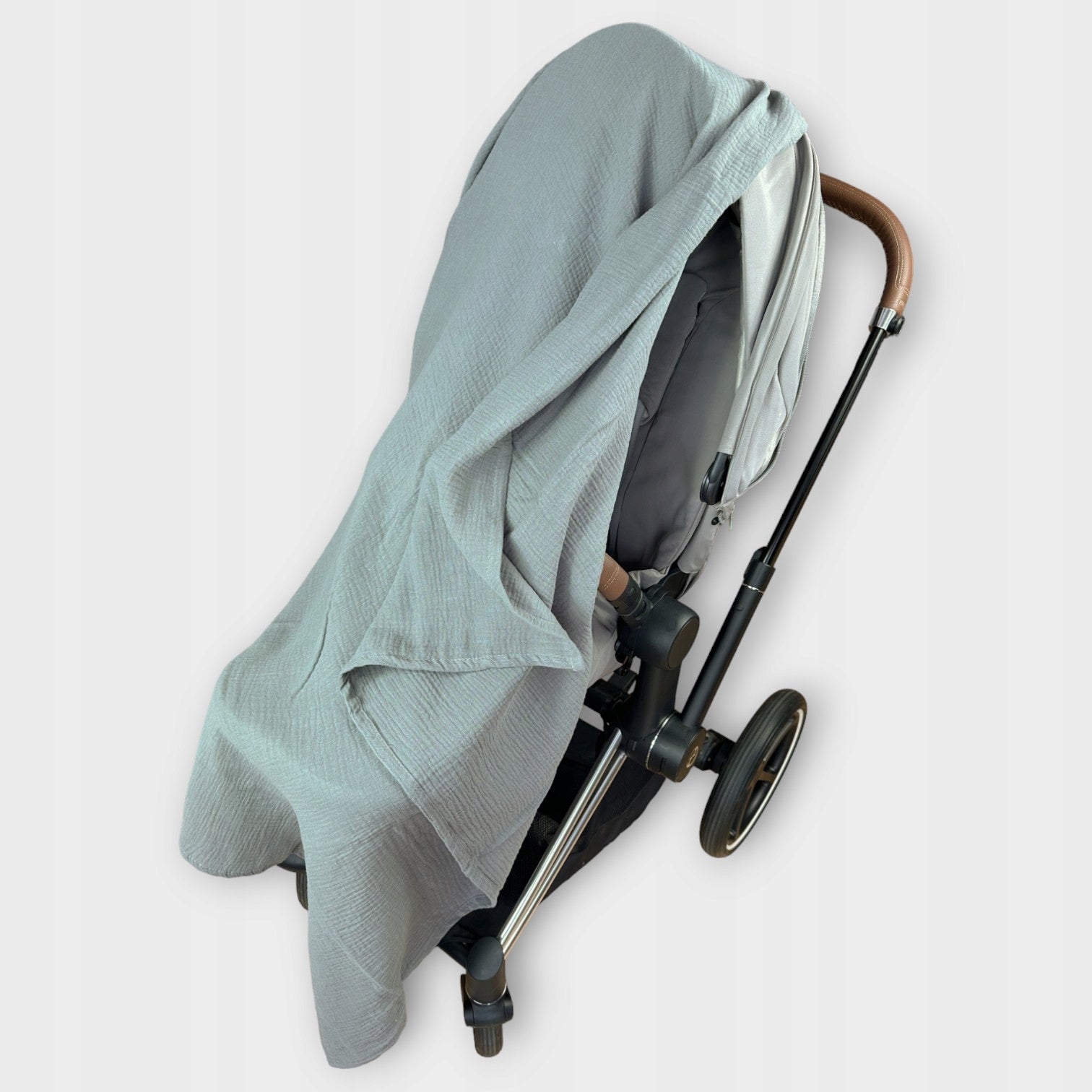 Otulacz muślinowy kreszowany 120x120, grafitowy | Plumeri