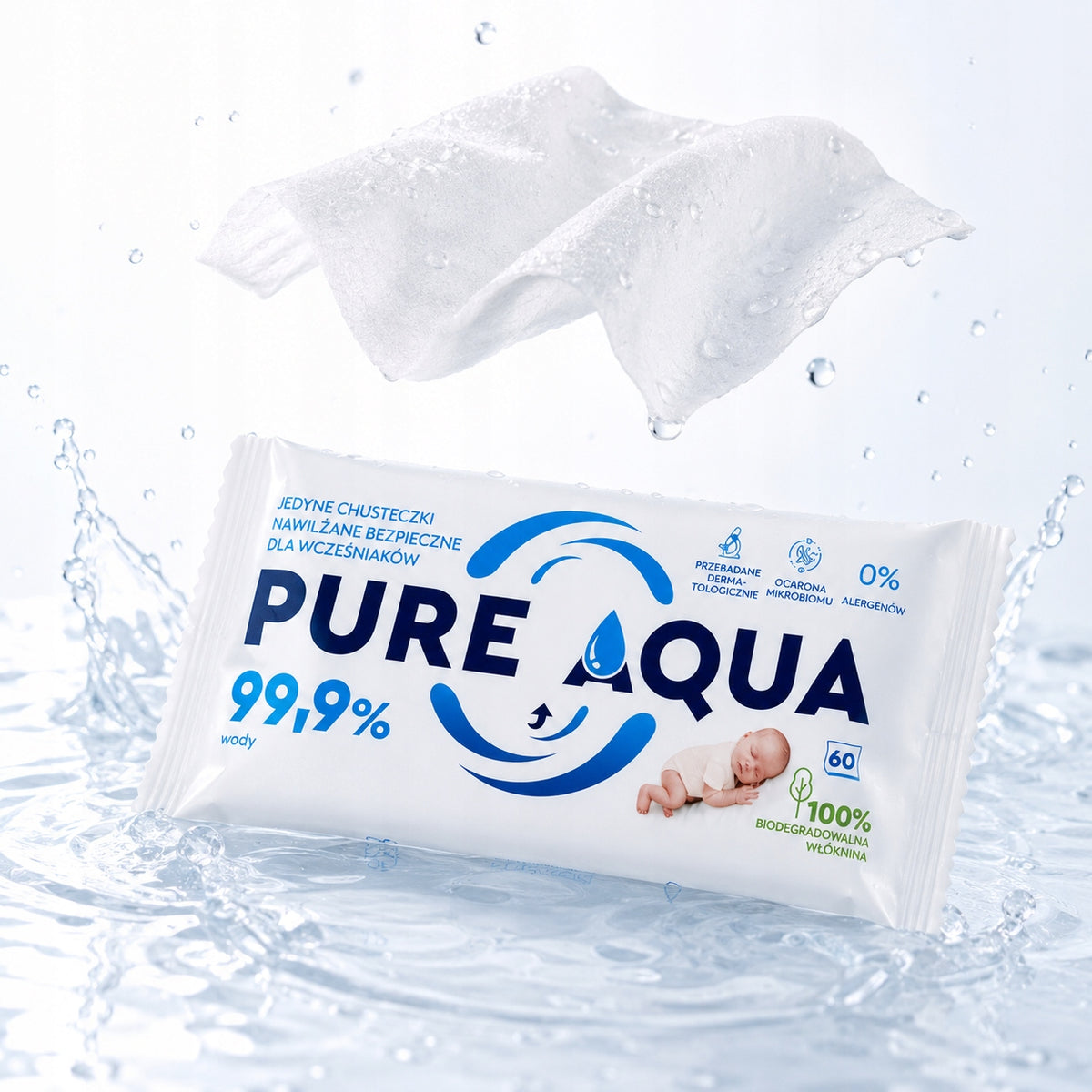 Chusteczki nawilżane Opharm Pure Aqua, 20 × 60 szt.