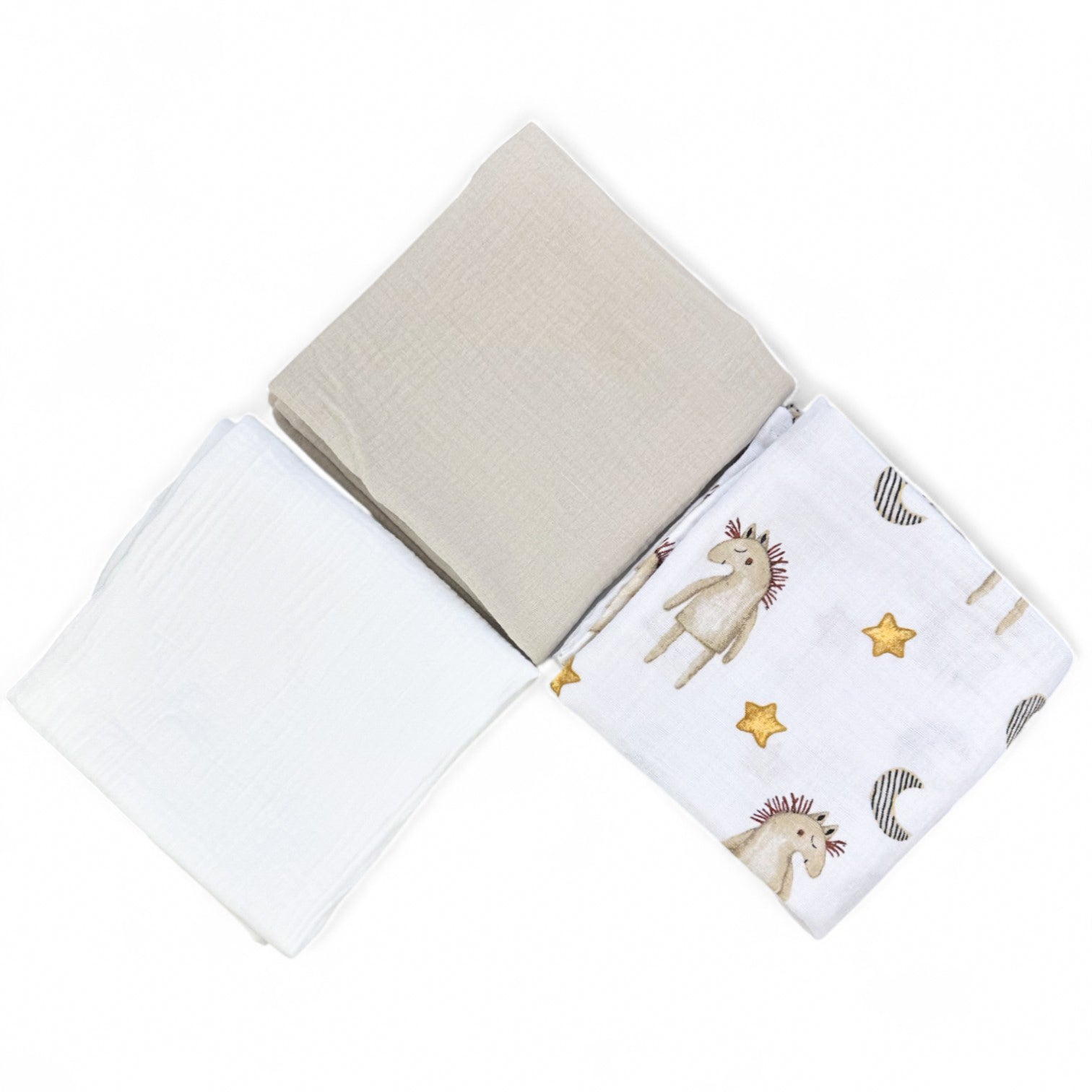 Plumeri Pieluszki muślinowe zestaw kolorów 3 szt. 70x70 cm