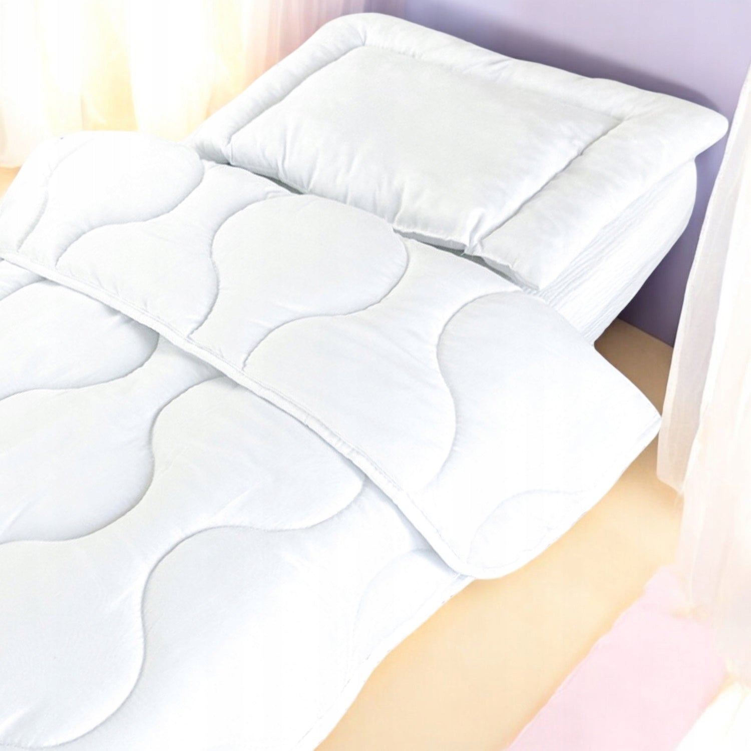 Całoroczny zestaw kołdra 100x135cm płaska poduszka 40x60cm antyalergiczne | Plumeri