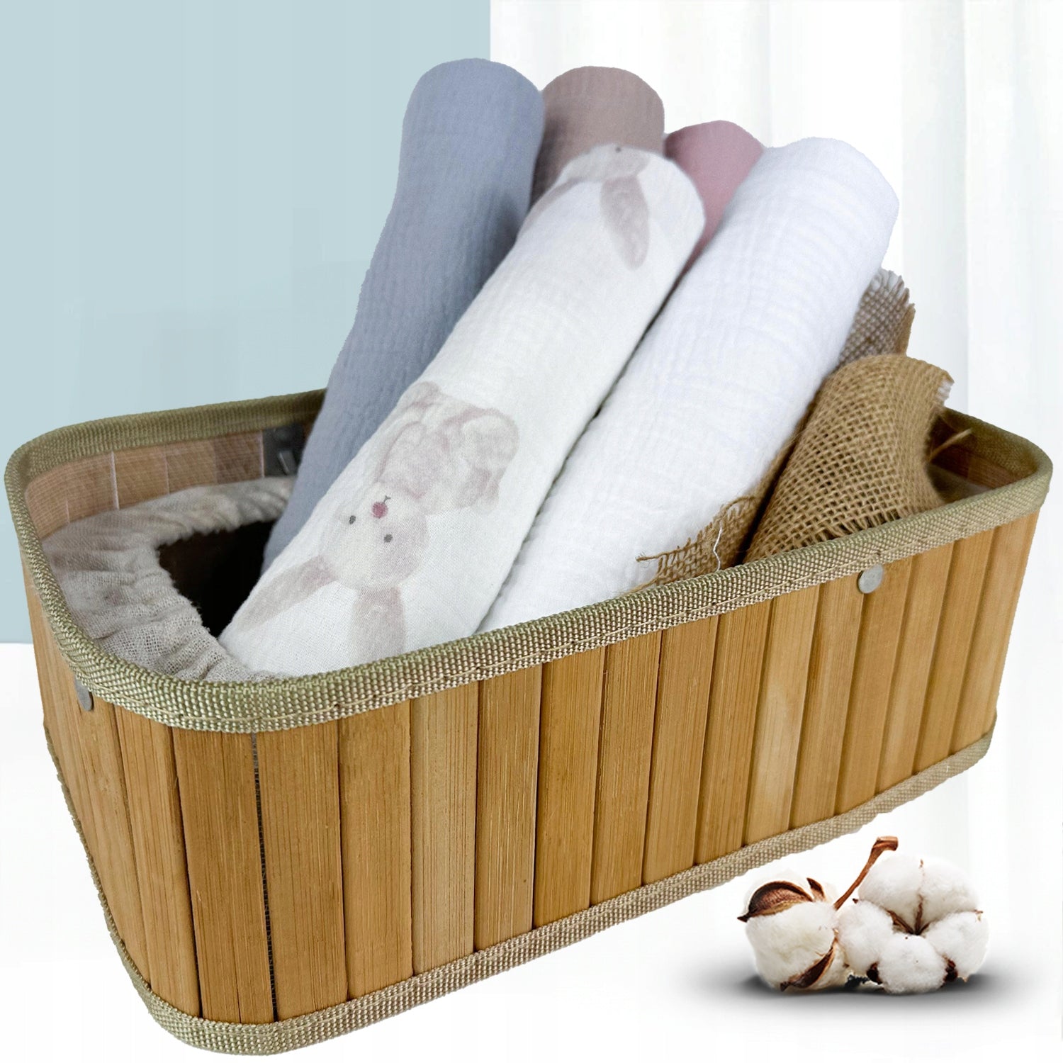 Pieluszki muślinowe 5 szt., 70x70, biały, królik, gołębi i cappuccino | Plumeri