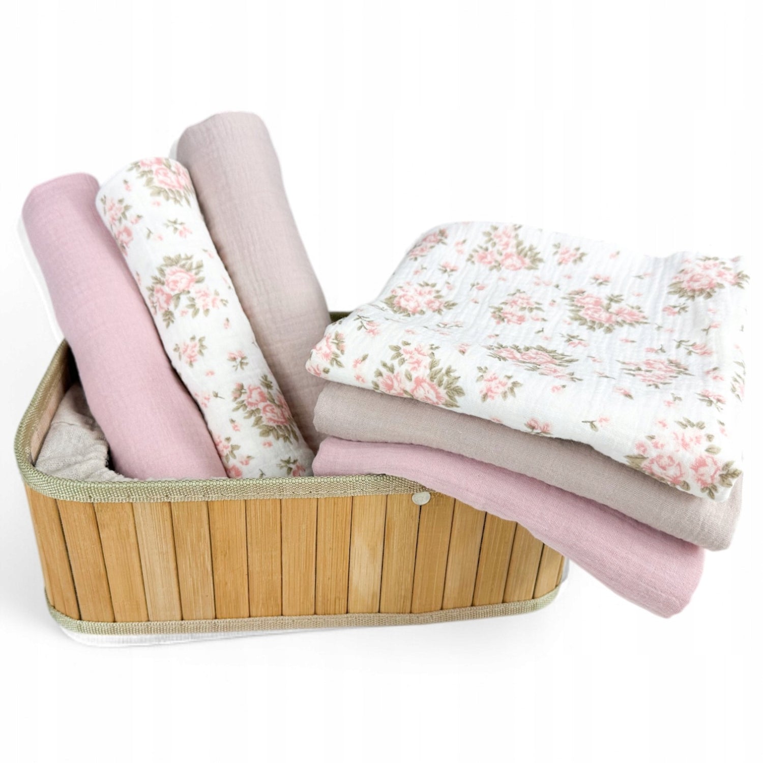 Pieluszki muślinowe, 3 szt., 70x70 cm, Kwiaty różowy cappucuni | Plumeri