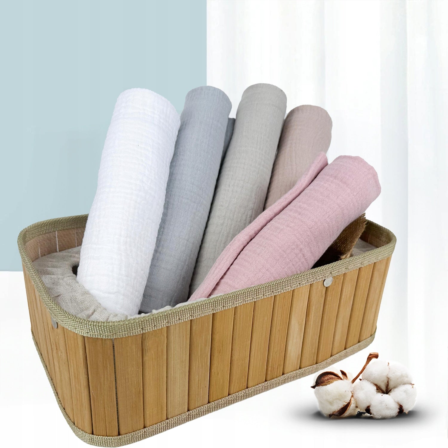 Pieluszki muślinowe 5 szt., 70x70, róż, szary, cappuccino i ziemisty | Plumeri