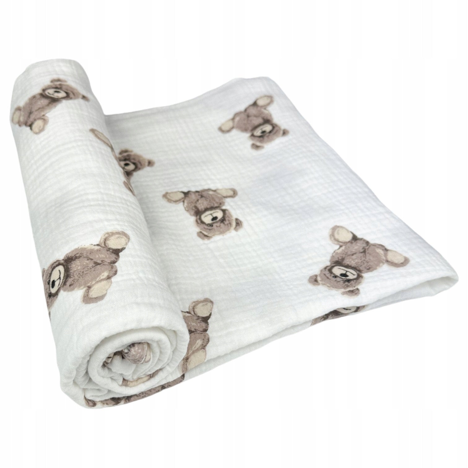 Otulacz muślinowy kreszowany 120x120, misie | Plumeri