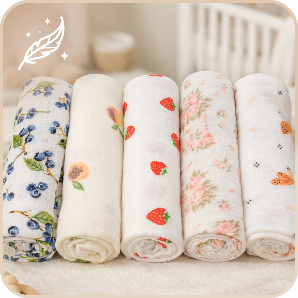 Plumeri Pieluszki muślinowe zestaw kolorów 5 szt. 70x70 cm