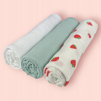 Plumeri Pieluszki muślinowe zestaw kolorów 3 szt. 70x70 cm