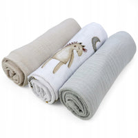 Plumeri Pieluszki muślinowe zestaw kolorów 3 szt. 70x70 cm