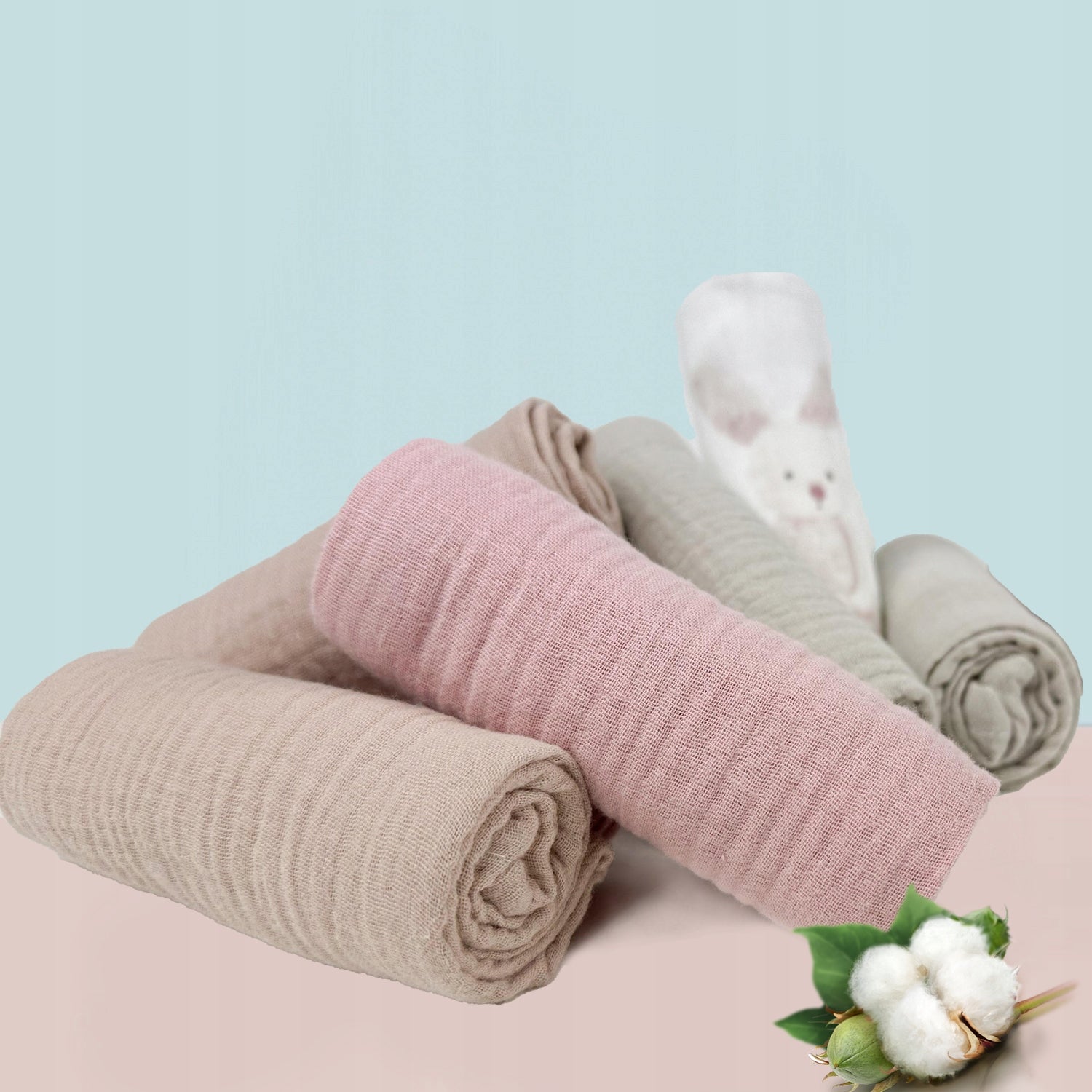 Plumeri Pieluszki muślinowe zestaw kolorów 10 szt. 50x30 cm