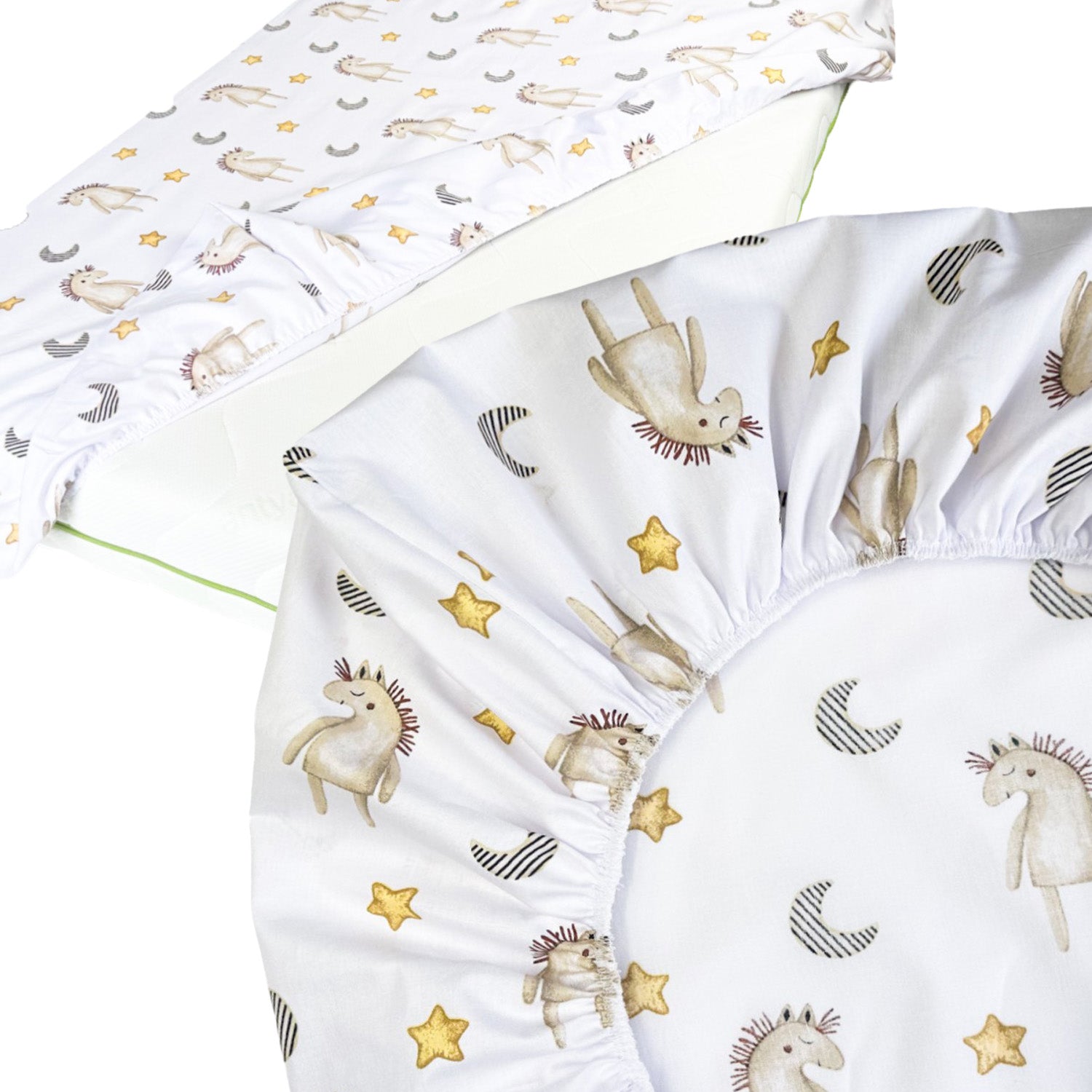 Prześcieradło do łóżeczka, 60x120 cm, wzór Konik | Plumeri