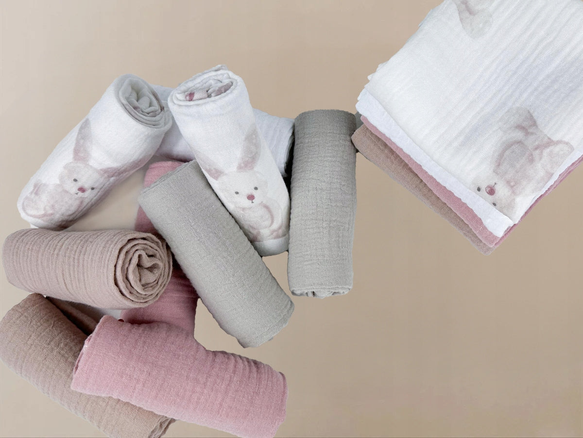 Plumeri Pieluszki muślinowe zestaw kolorów 10 szt. 50x30 cm