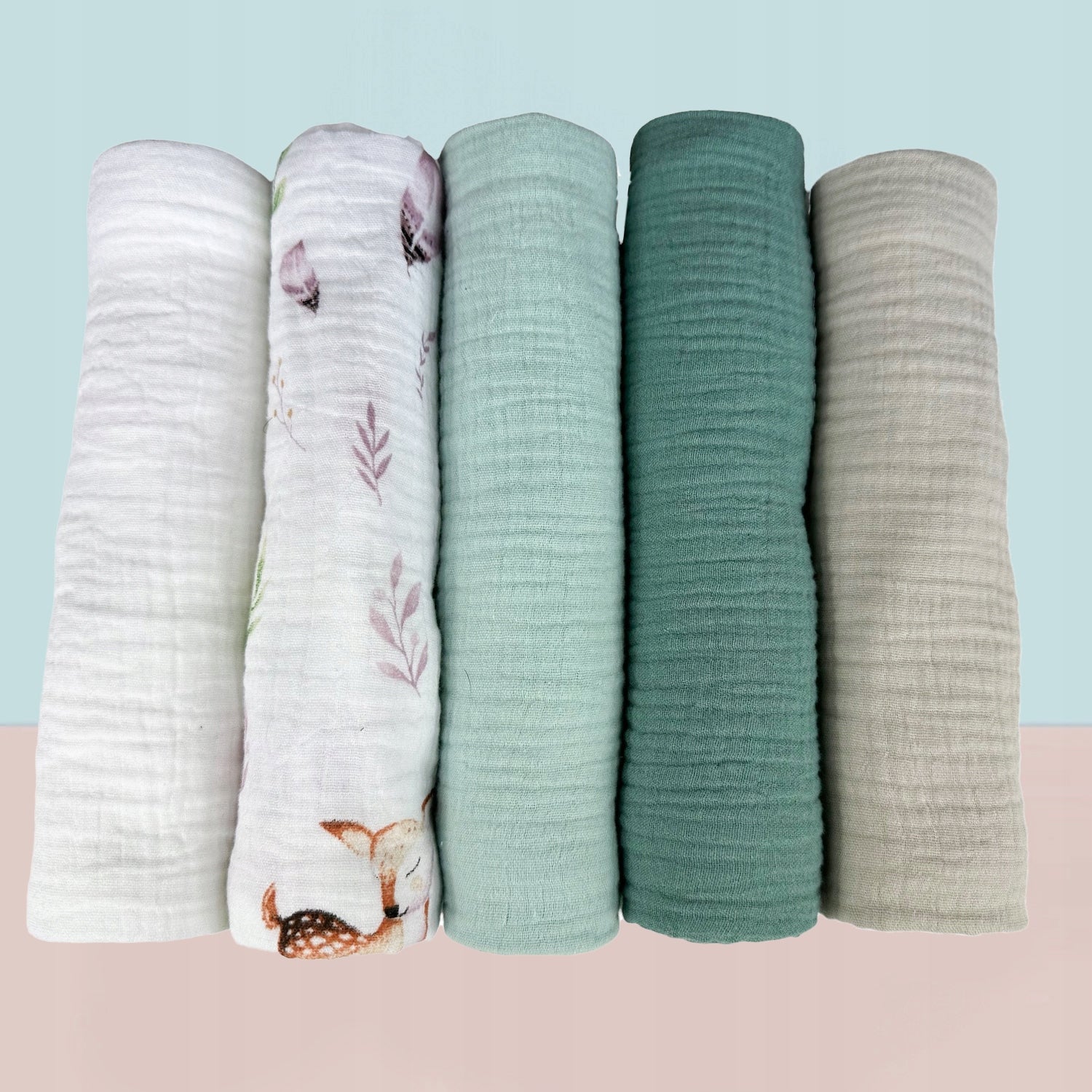 Plumeri Pieluszki muślinowe zestaw kolorów 5 szt. 70x70 cm