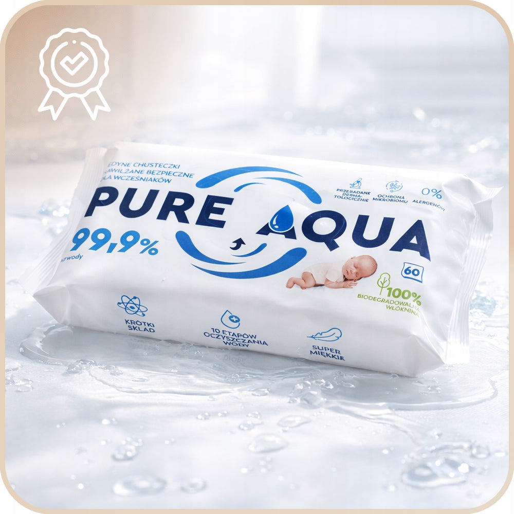 Chusteczki nawilżane Opharm Pure Aqua, 8 × 60 szt.