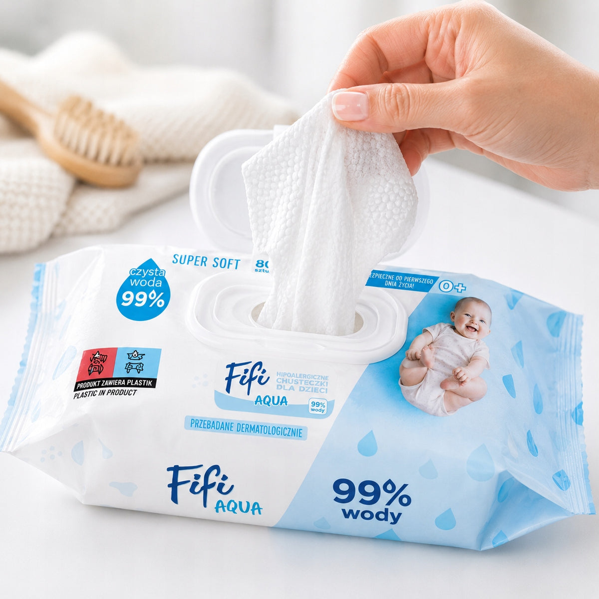 Chusteczki nawilżane Opharm FiFi Aqua, 18 × 80 szt.