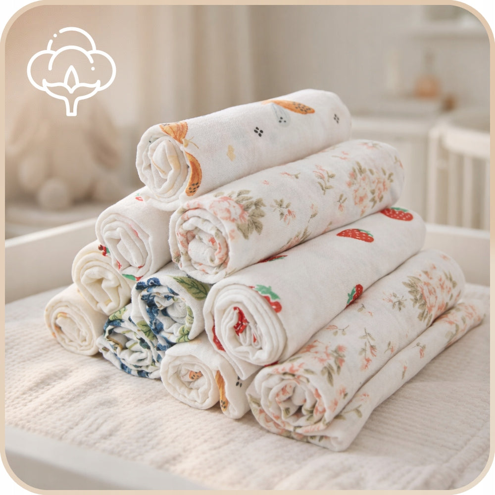 Plumeri Pieluszki muślinowe zestaw kolorów 10 szt. 30x30 cm