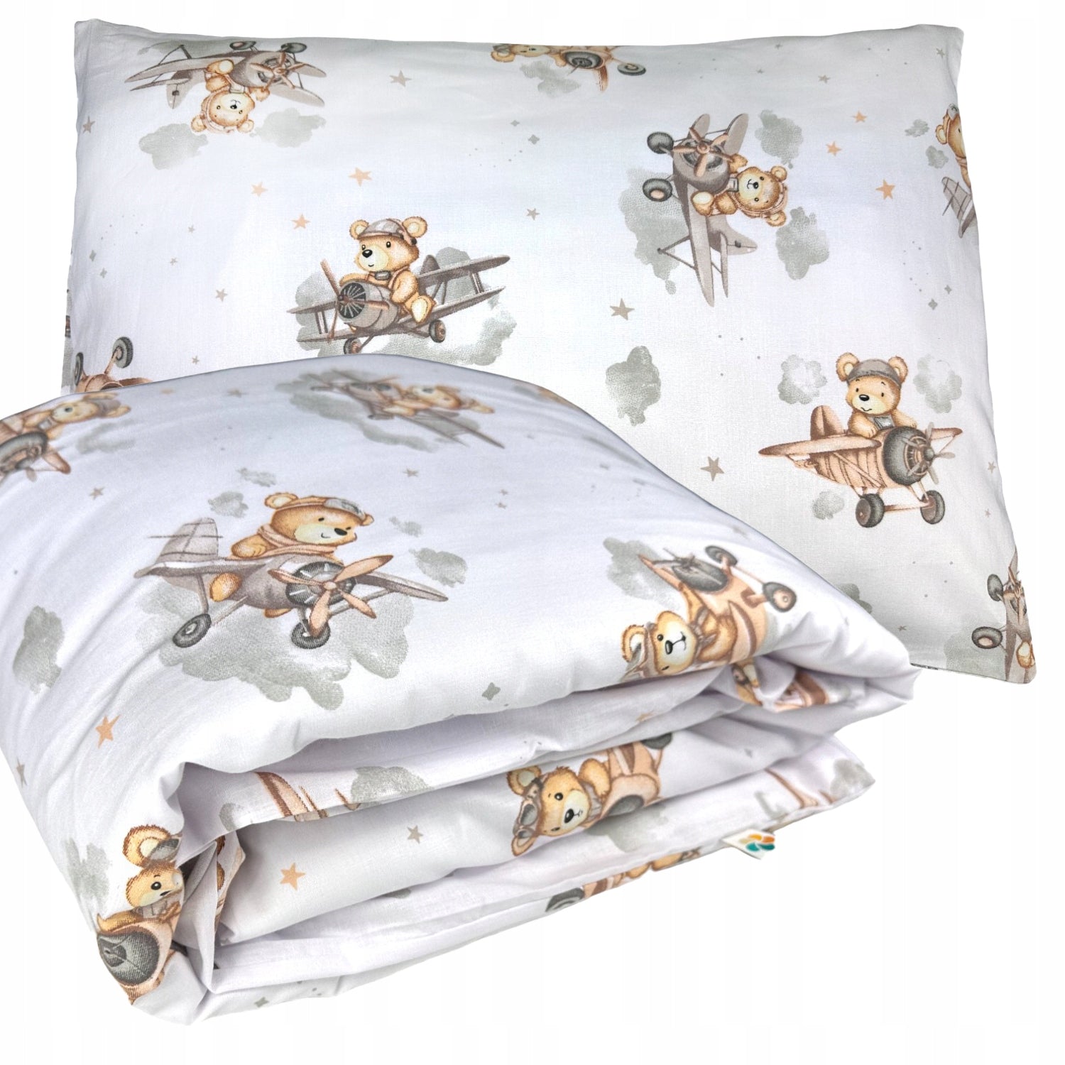 Pościel dziecięca, 100x135 + 40x60 cm, wzór Samoloty | Plumeri