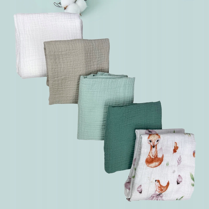 Plumeri Pieluszki muślinowe zestaw kolorów 5 szt. 70x70 cm