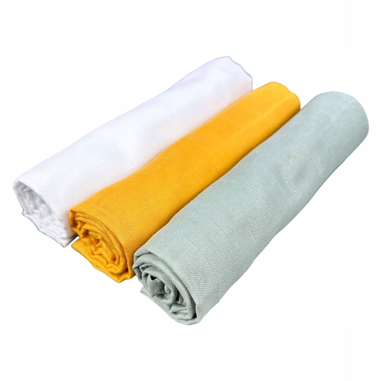 Musselinstoffwindeln, 3 St., 70x70 cm, Weiß Gelb Grün | Plumeri