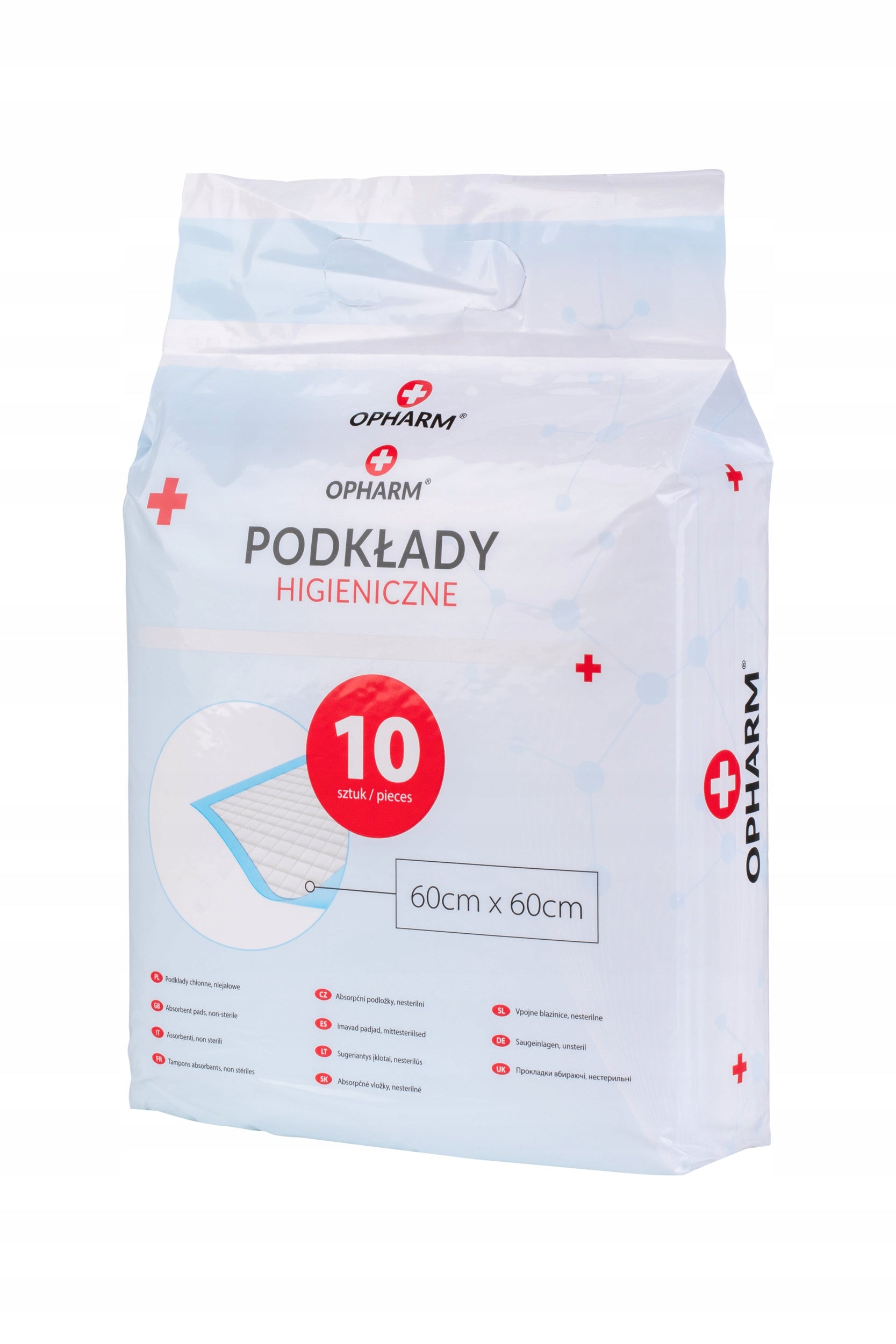Podkład do przewijania chłonne białe Opharm 60 cm x 60 cm 10 szt.