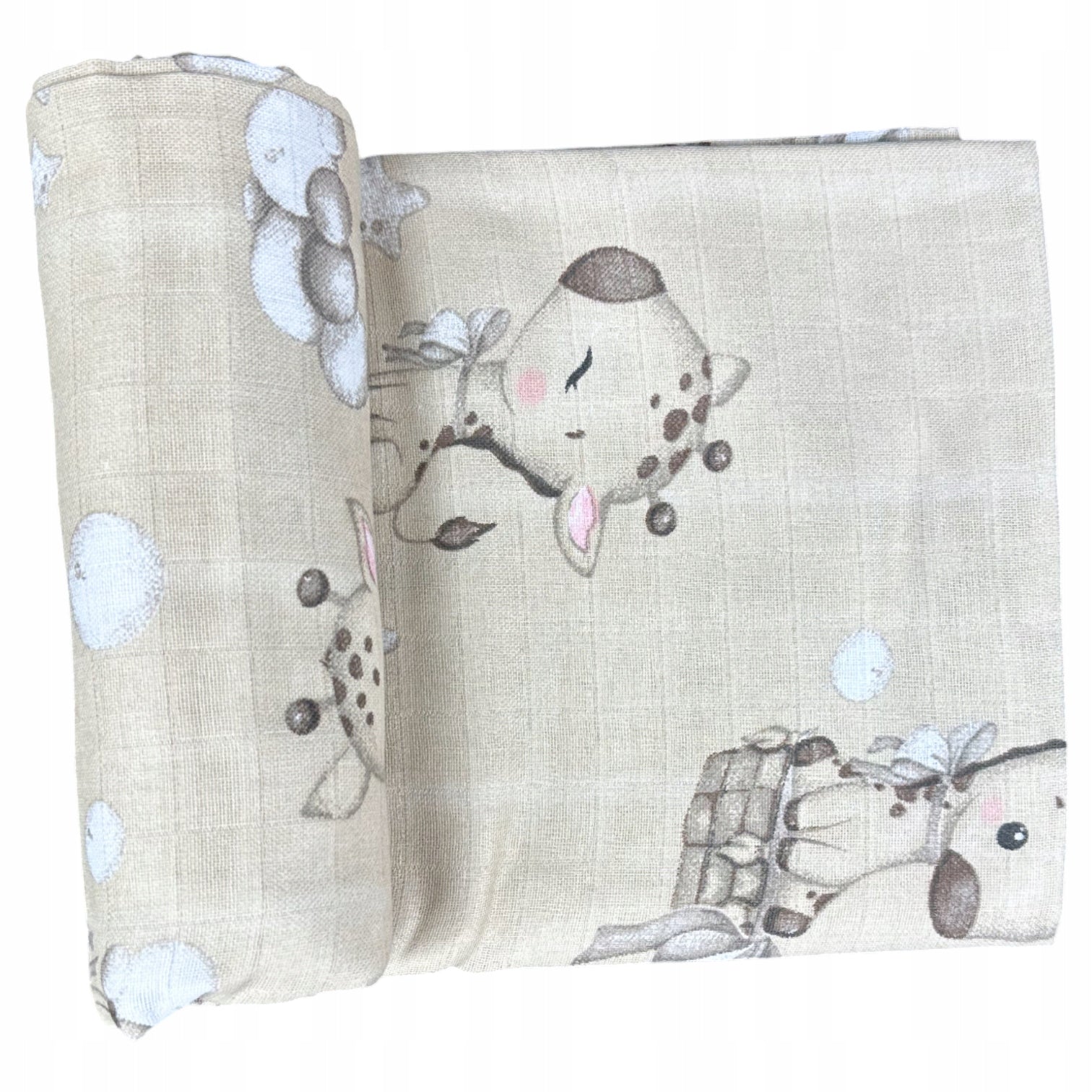 Otulacz muślin kratka, 120x120 cm, Żyrafa Muślin Kratka | Plumeri