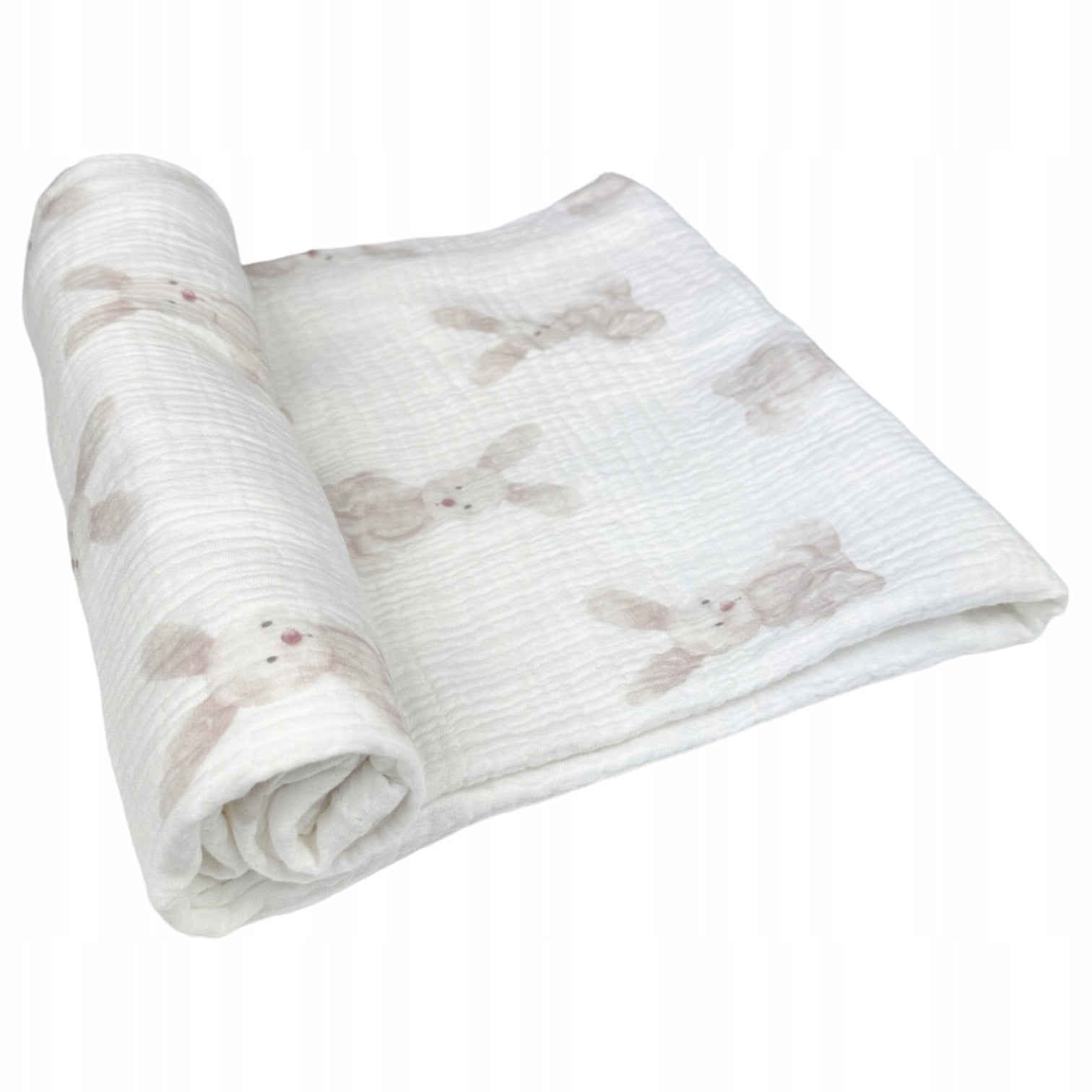 Otulacz muślinowy kreszowany 120x120, króliki | Plumeri