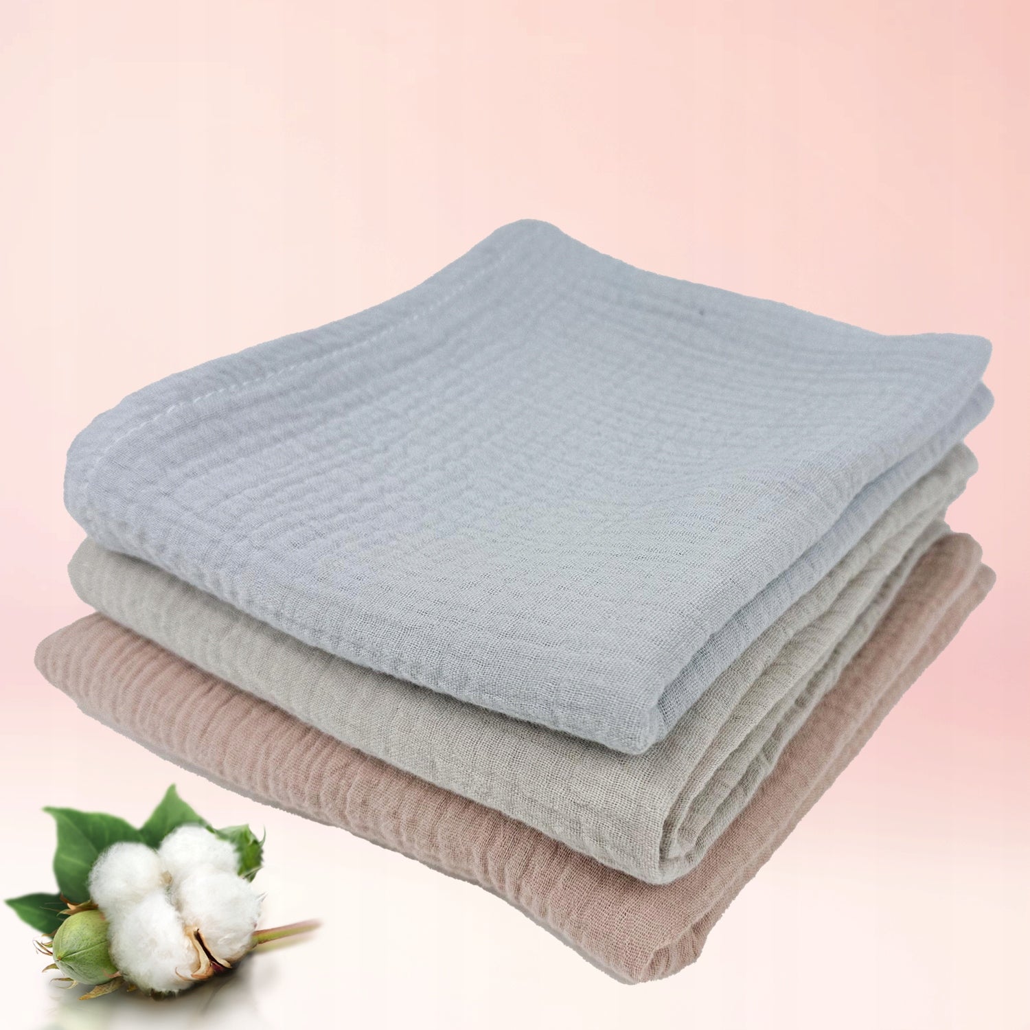 Plumeri Pieluszki muślinowe zestaw kolorów 3 szt. 70x70 cm