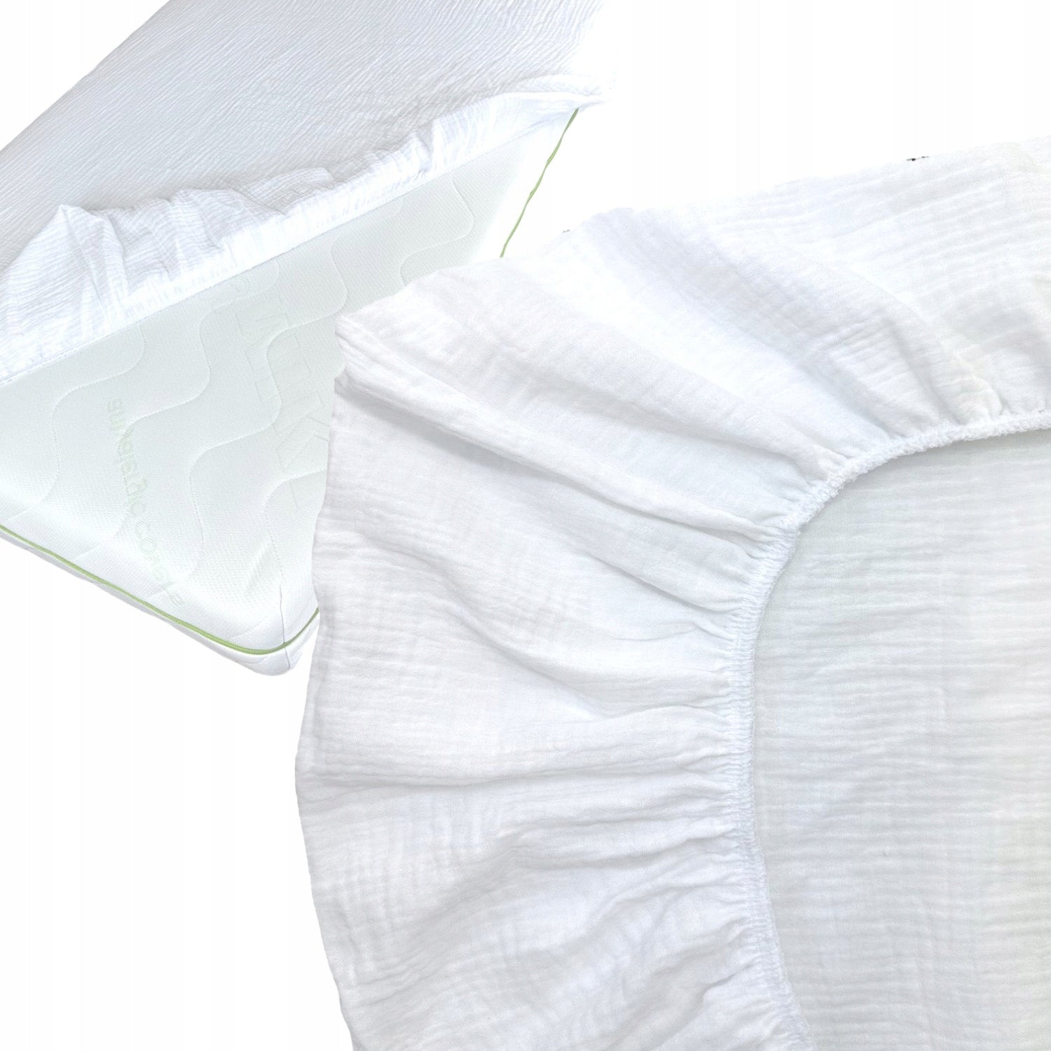 Prześcieradło do łóżeczka 60x120, muślinowe, białe | Plumeri