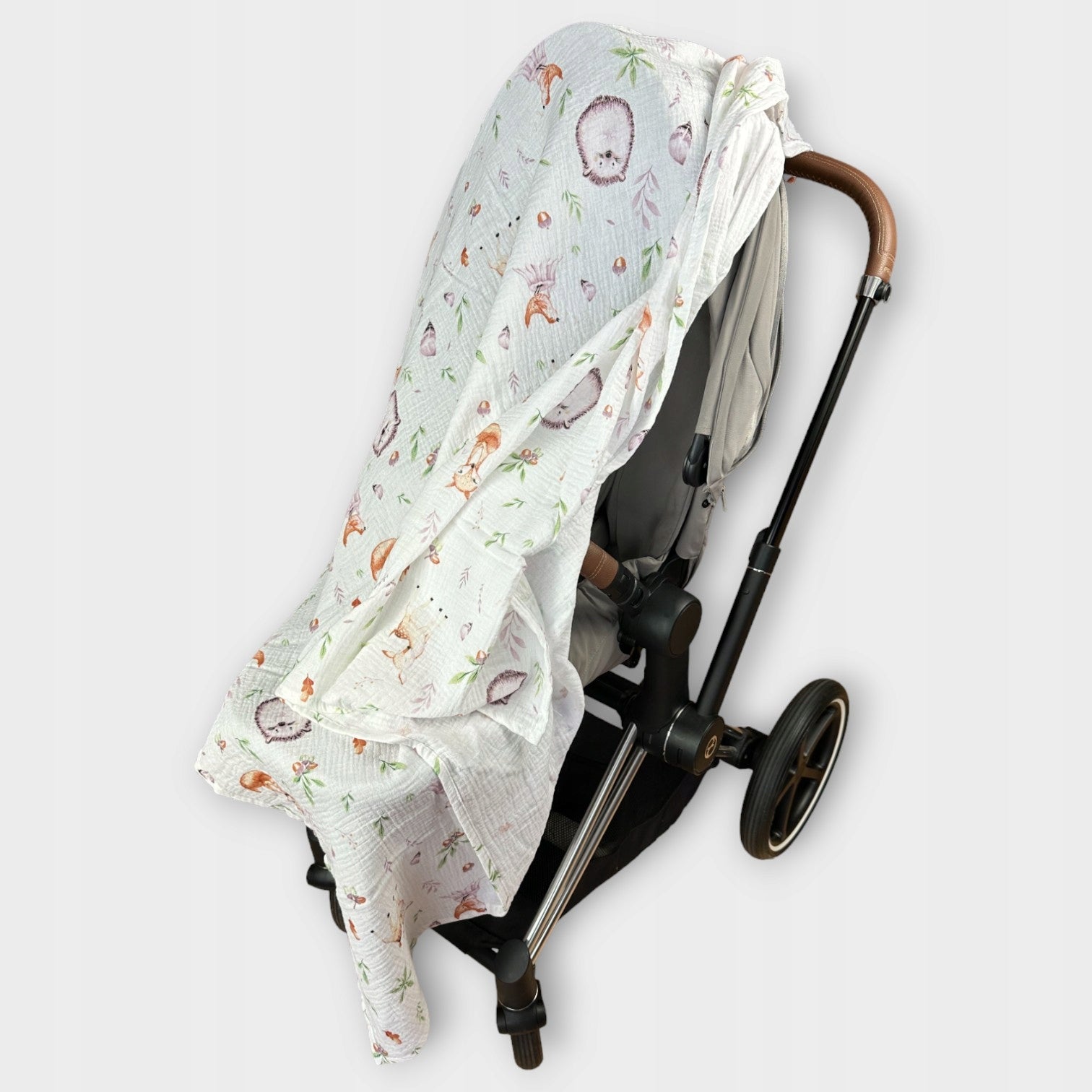 Otulacz muślinowy kreszowany 120x120, las | Plumeri