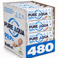 Chusteczki nawilżane Opharm Pure Aqua, 8 × 60 szt.