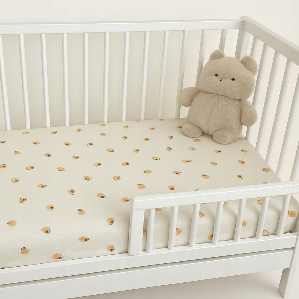 Prześcieradło muślinowe bawełna 60x120cm do łóżeczka niemowlęcego z gumką