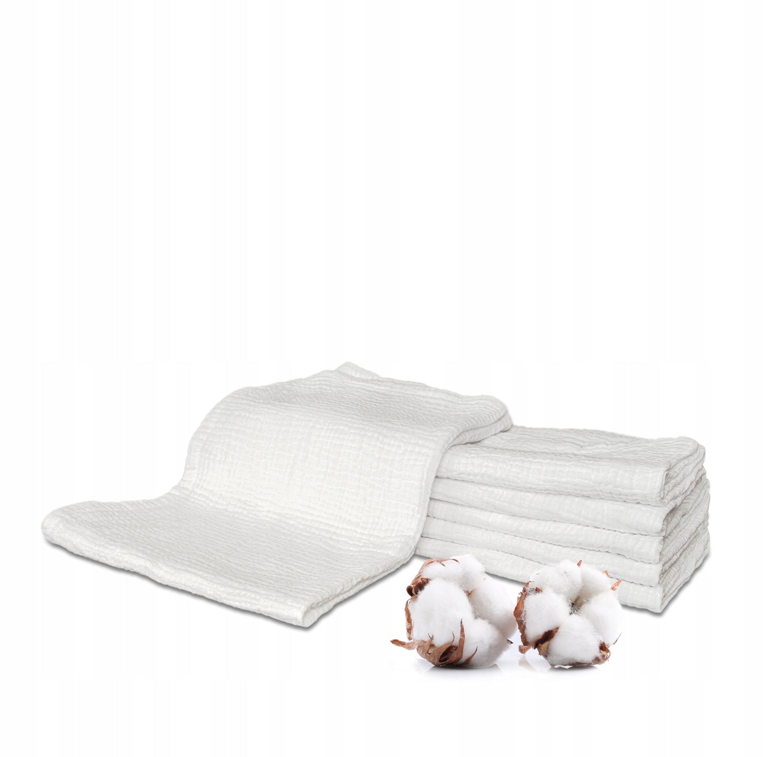 Pieluszki muślinowe białe 5 szt., 70x70 cm | Plumeri