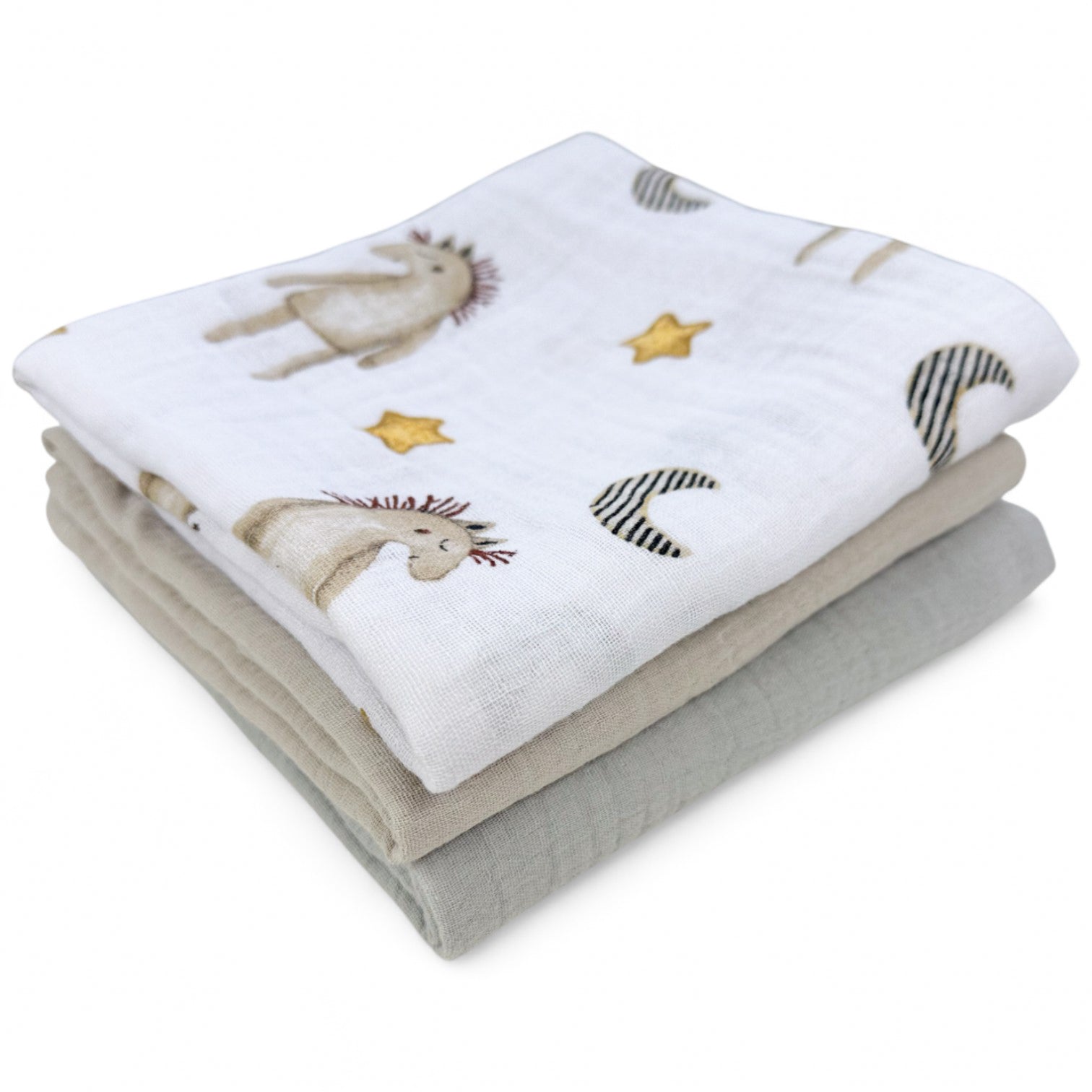 Plumeri Pieluszki muślinowe zestaw kolorów 3 szt. 70x70 cm