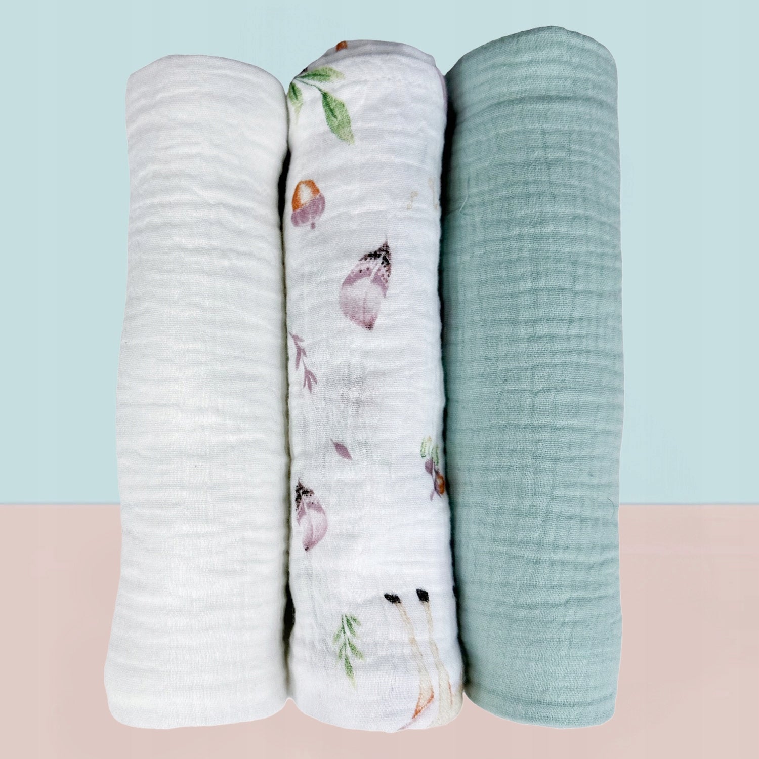 Plumeri Pieluszki muślinowe zestaw kolorów 3 szt. 70x70 cm