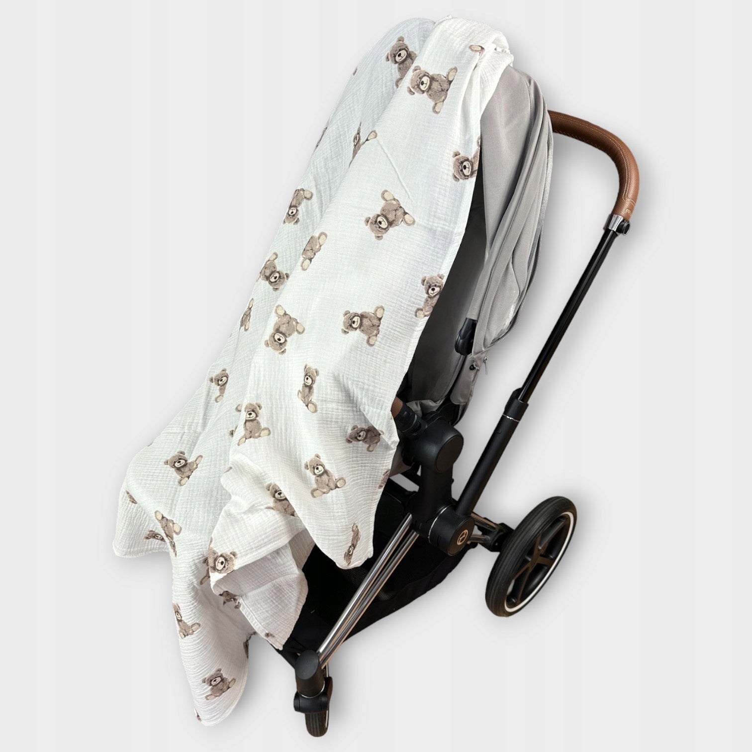 Otulacz muślinowy kreszowany 120x120, misie | Plumeri