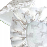 Prześcieradło muślinowe bawełna 60x120cm do łóżeczka niemowlęcego z gumką