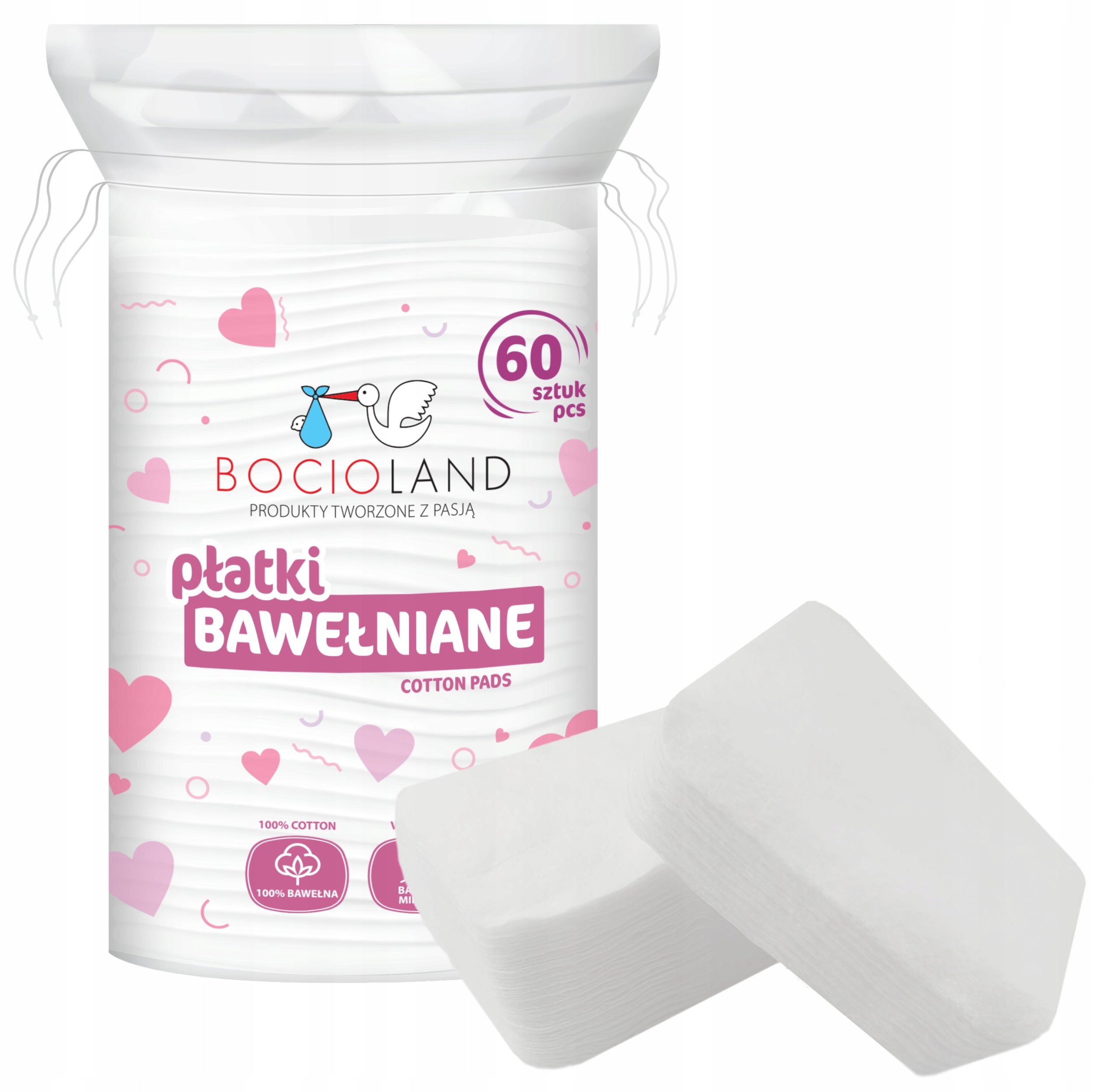 Bocioland płatki kosmetyczne waciki bawełniane dla niemowląt 6 x 60 sztuk