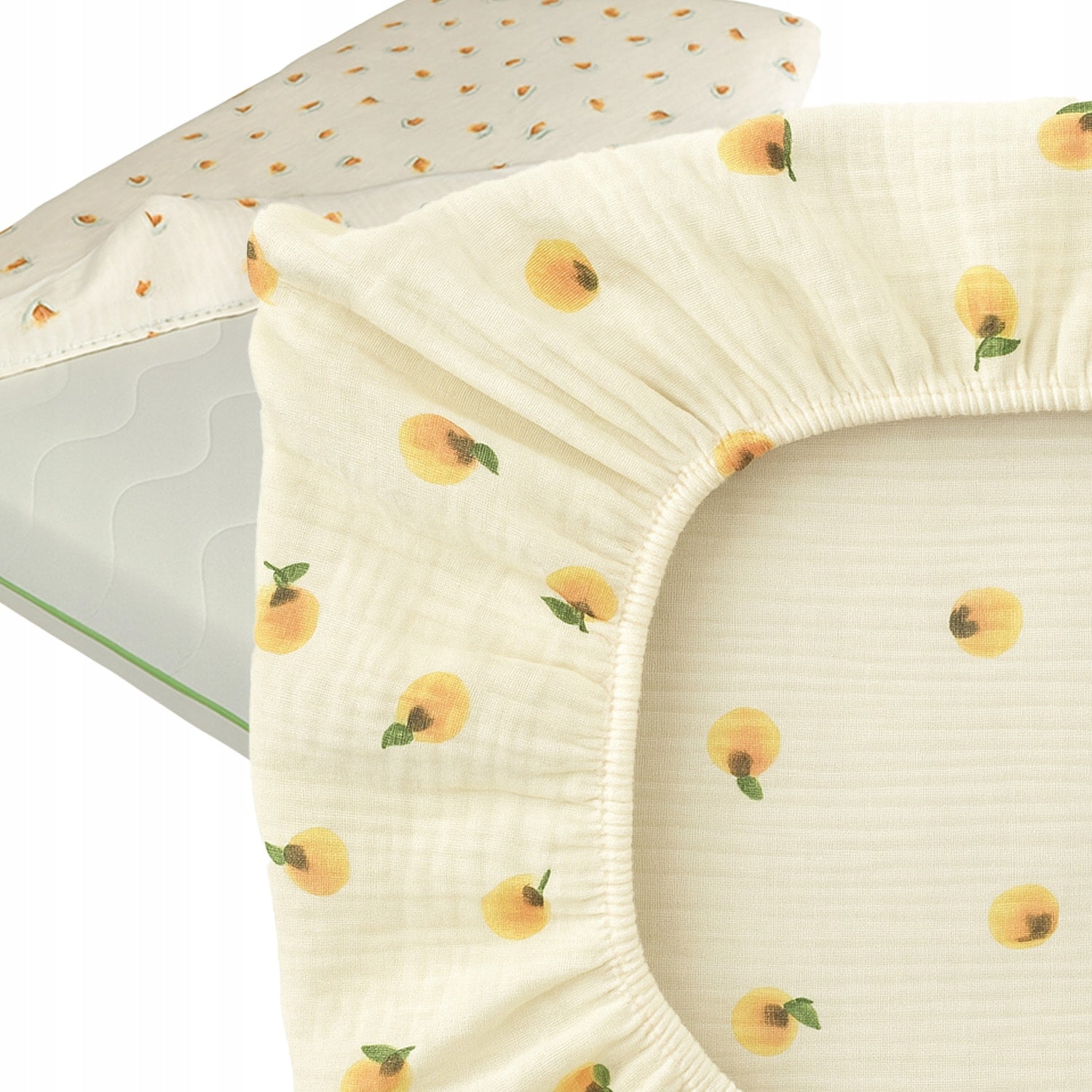 Prześcieradło do łóżeczka 60x120, muślinowe, brzoskwinki | Plumeri