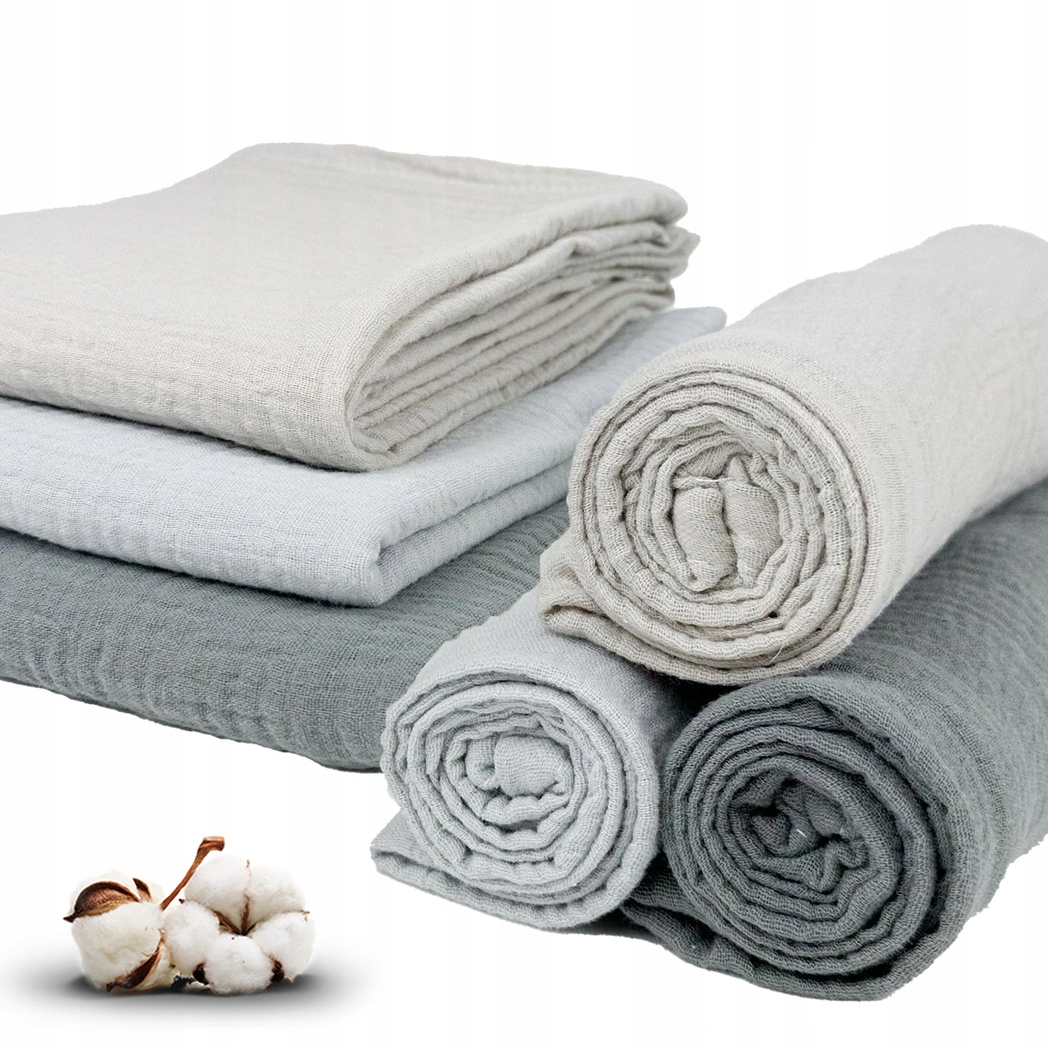 Pieluszki muślinowe, 3 szt., 70x70 cm, Szary / Grafit / Ziemisty | Plumeri